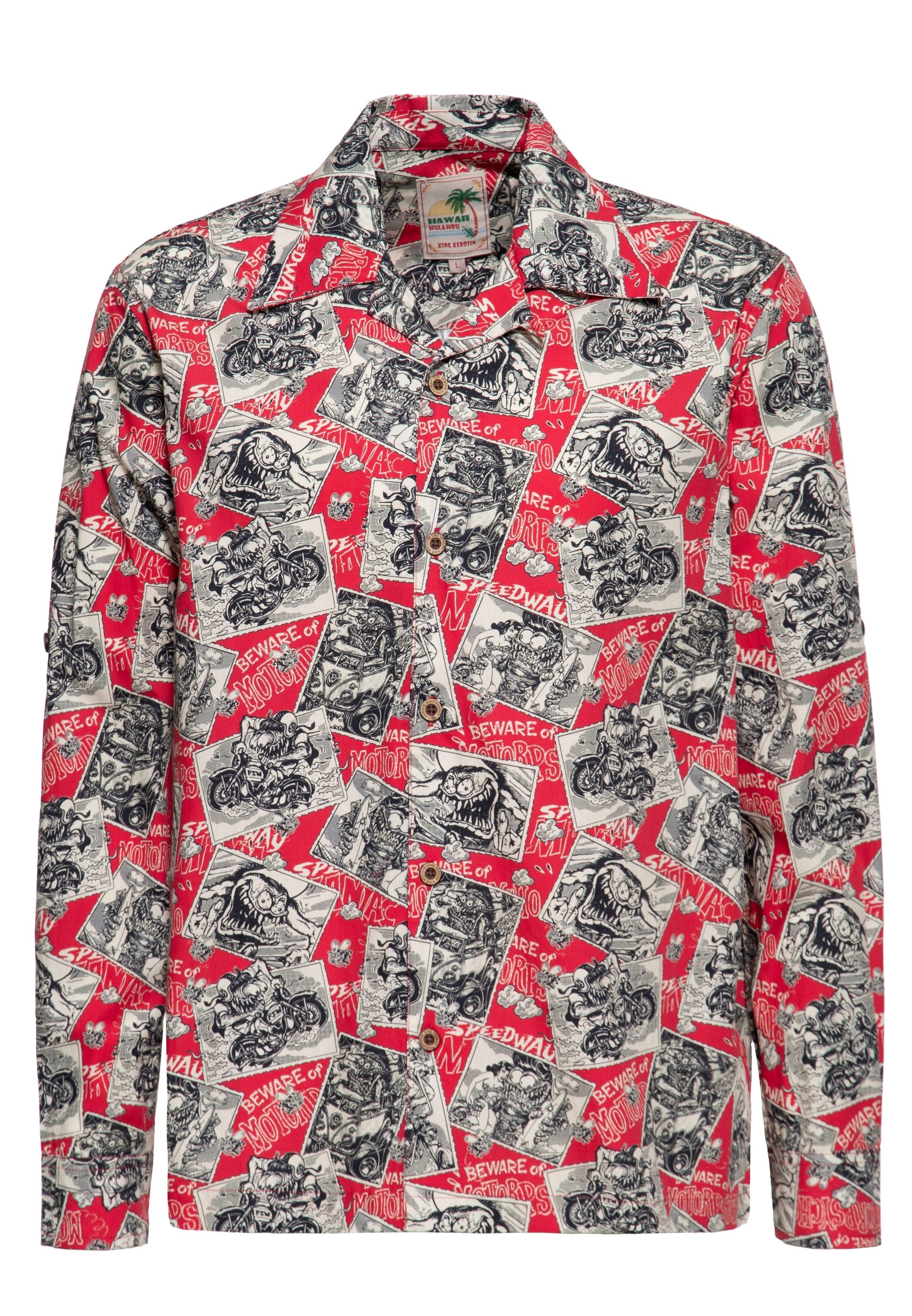 KingKerosin Kurzarmhemd Motorpsycho mit Allover-Print
