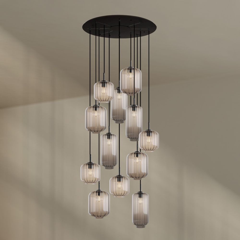 s.luce Pendelleuchte Velo Galerieleuchte 12-flg Ø80cm Baldachi Ø18/20/25cm Klar