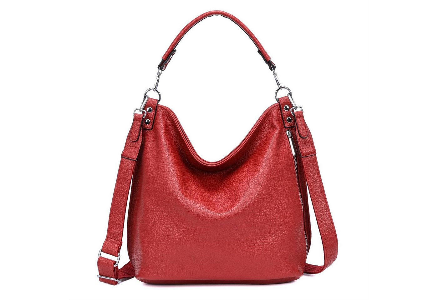 ITALYSHOP24 Schultertasche DAMEN XXL SHOPPER HOBO Cross Over Body Bag Umhängetasche Weekender (Spar-Set: Henkel Tasche mit Muster Schultergurt, Workbag Leder Optik, 2-tlg., mit Henkel und Muster Schultergurt), große 3xFach geteiltes Hauptfach, Freizeit Ab