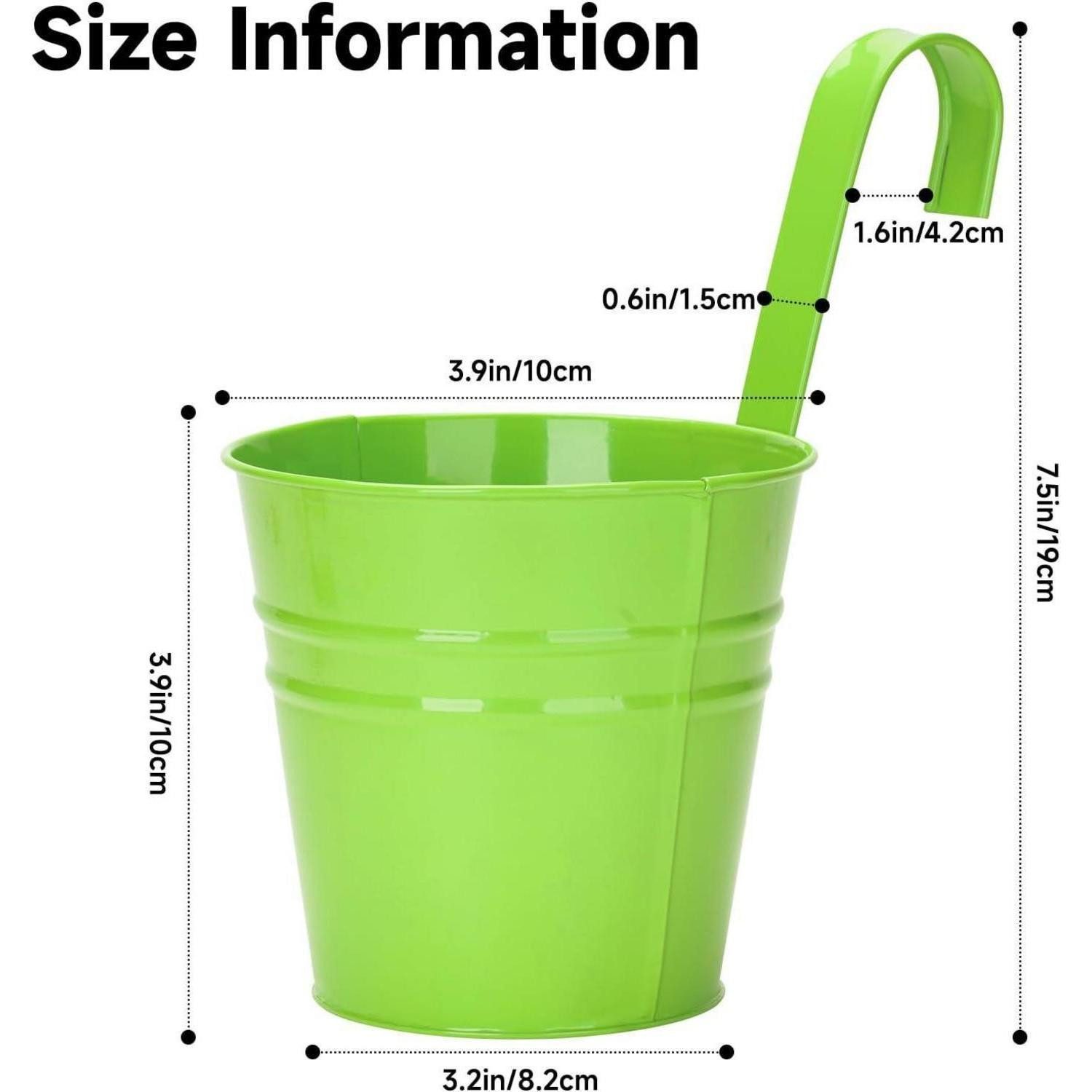 LuxusKollektion Blumentopf Blumentöpfe Hängetopf Metall Haken Loch Balkon Geländer 4er Bunt 10cm