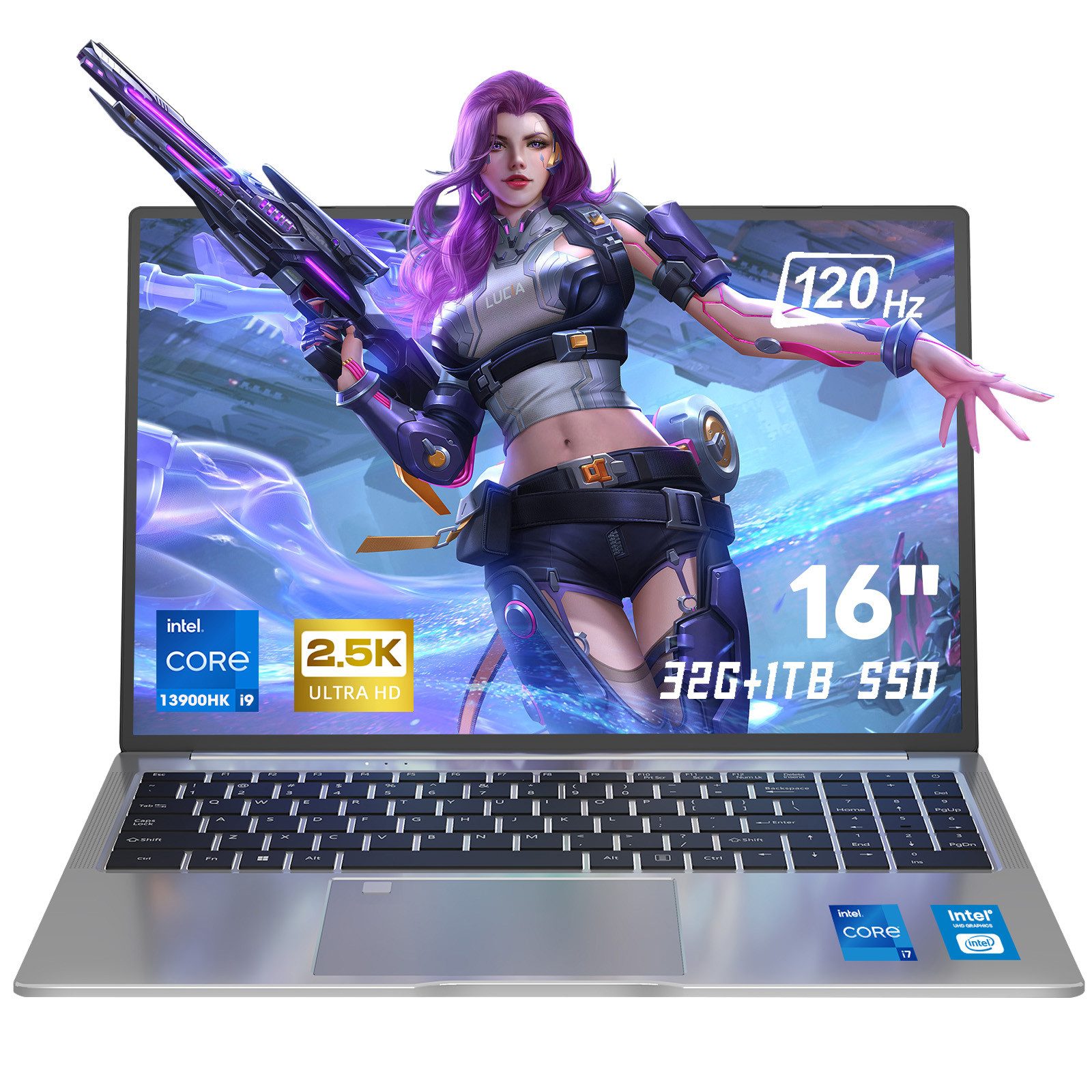 Rolipo Laptop 16 Zoll,QHD Display,Intel Core i9-13900HK 32GB RAM + 1TB SSD Gaming-Notebook (Intel Intel Core i9-13900HK, Intel Core i9-13900HK, Leuchtende Tastatur,5000mAh, WiFi-6, Notebook)