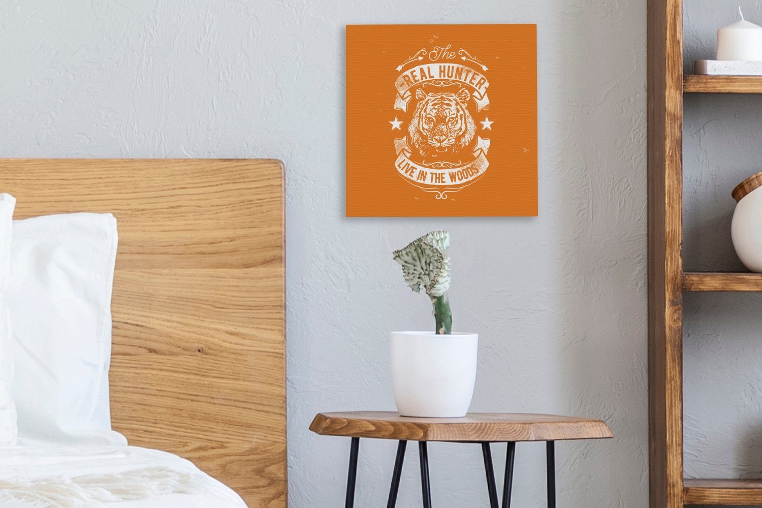 Orange, Wohnzimmer Tiger OneMillionCanvasses® (1 Leinwandbild - Jahrgang für Bilder St), Leinwand - Schlafzimmer