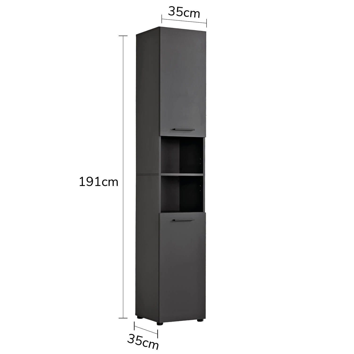 Kapitän mit Anthrazit Einlegeböden) Hochschrank 35cm Badschrank 5 Anthrazit | mokebo 6 Der (mit Anthrazit Breite Fächern, Badezimmerschrank