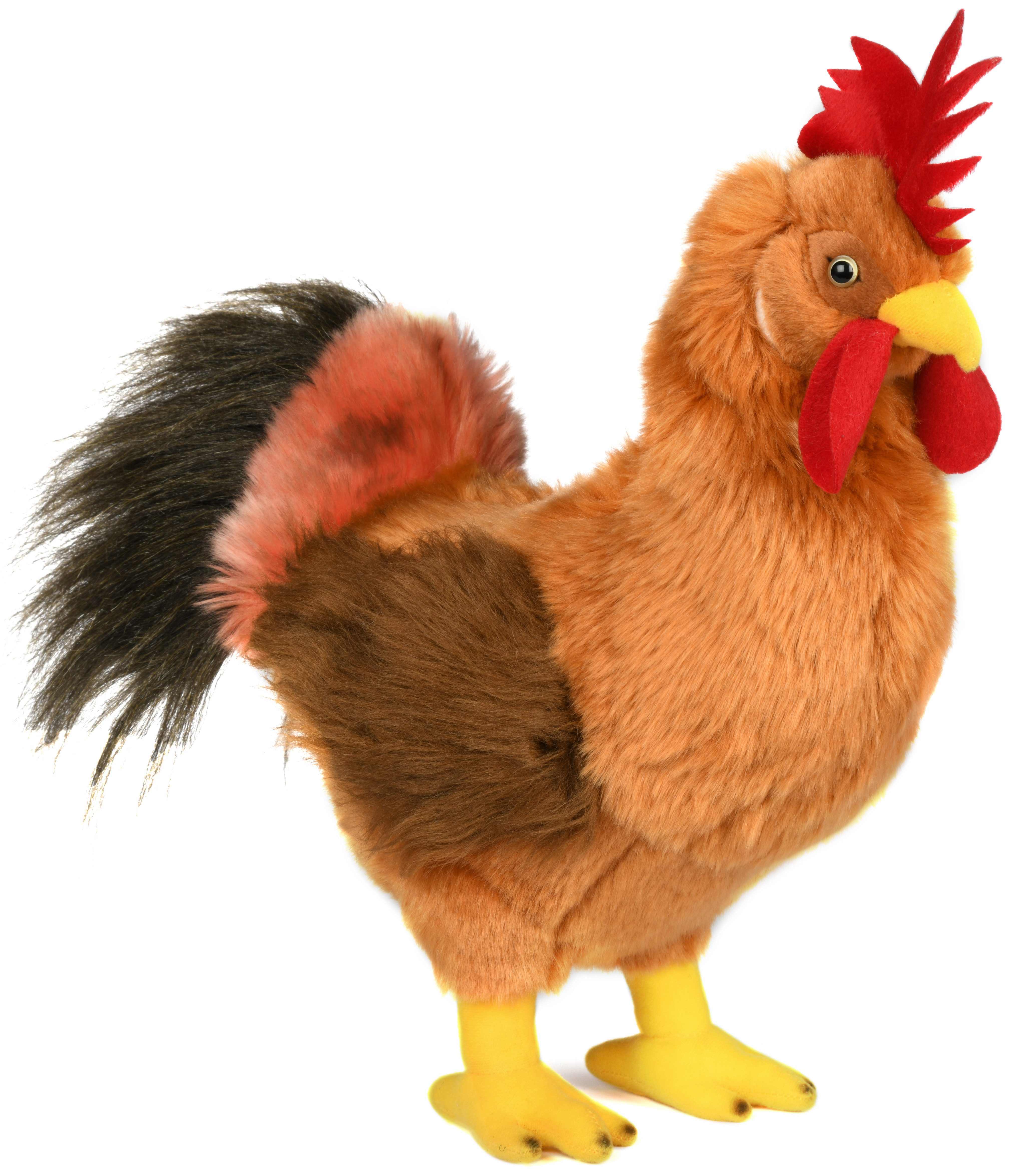 Uni-Toys Kuscheltier Hahn braun - 34 cm (Höhe) - Plüsch-Huhn, Gockel, Vogel - Plüschtier, zu 100 % recyceltes Füllmaterial