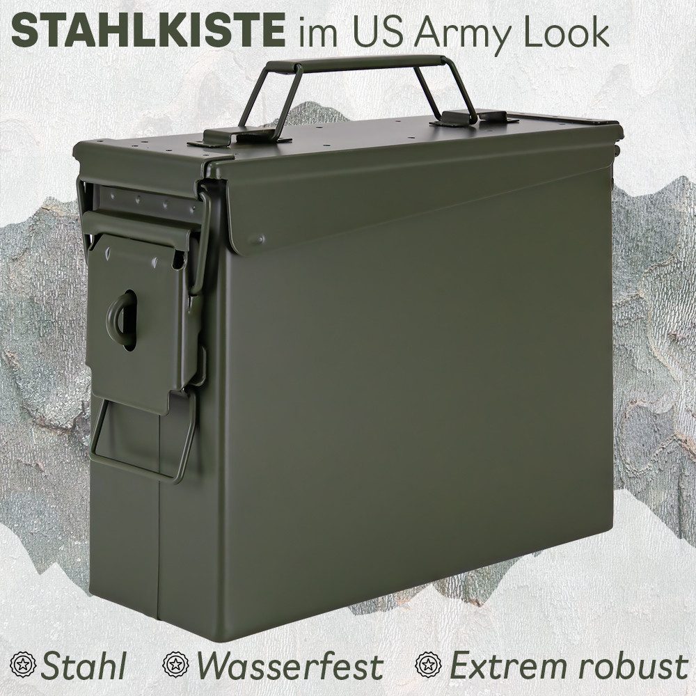 Trucky Aufbewahrungsbox Ammo Box Munitionsbox Box Metallkiste Metallbox Grün Metall Auswahl