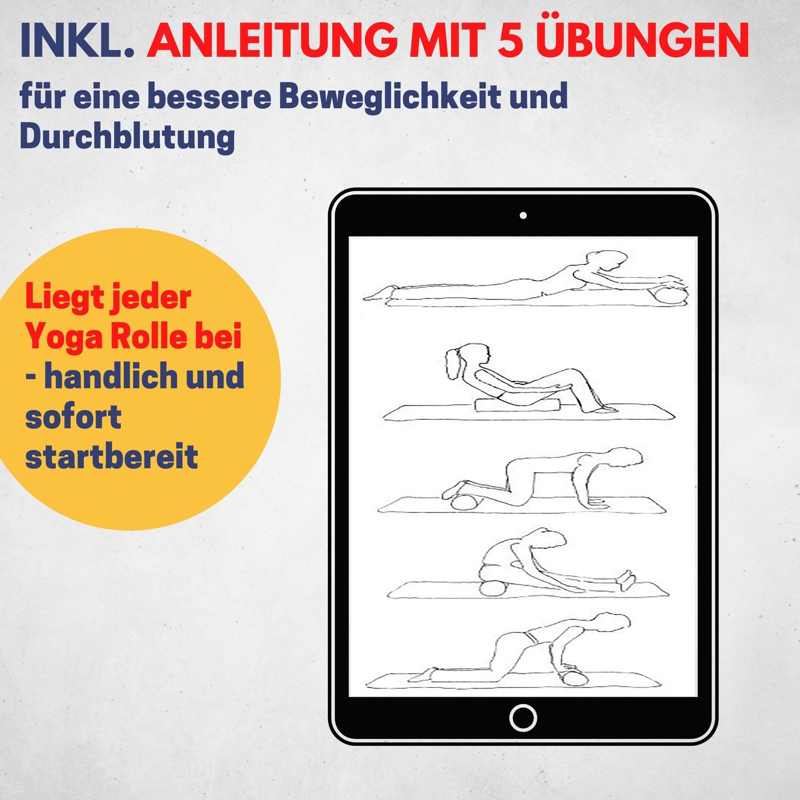 Best Sporting Pilatesrolle Yogarolle mit Übungsanleitung - Länge: 45 cm, Ø 15 cm, 0,36 Kg, Die blau/schwarze Yogarolle ist für jedes Fitnesslevel geeignet