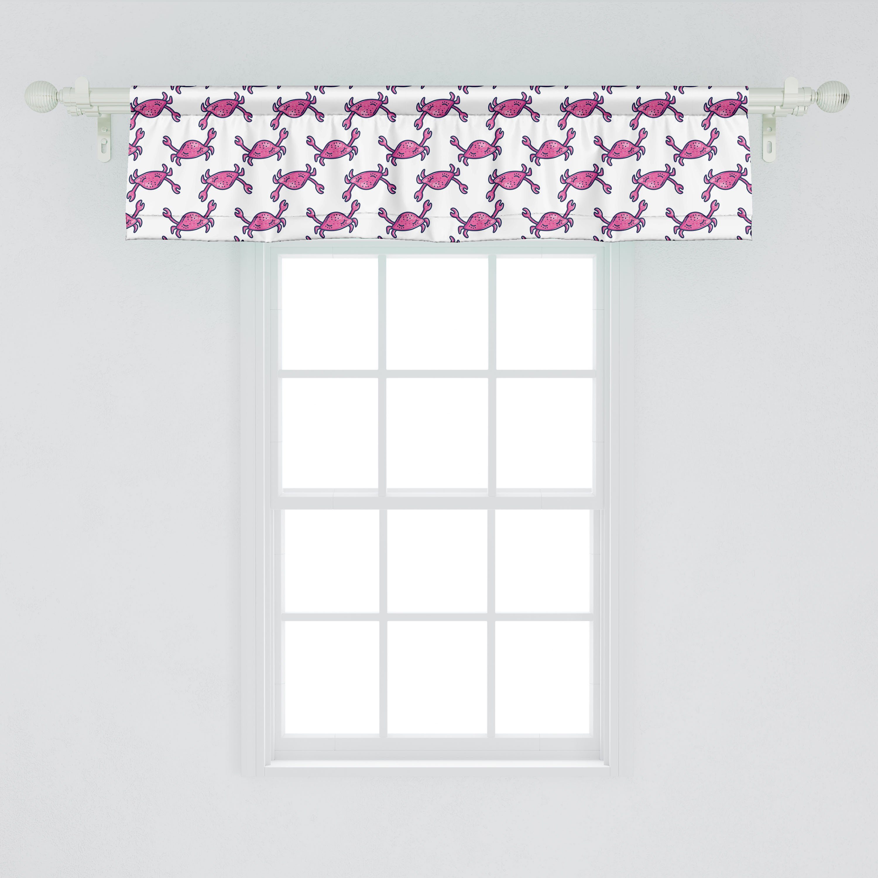Scheibengardine Vorhang Volant für Küche Nautisch Seekrabben Microfaser, Schlafzimmer Abakuhaus, Childish mit Stangentasche, Doodle Dekor