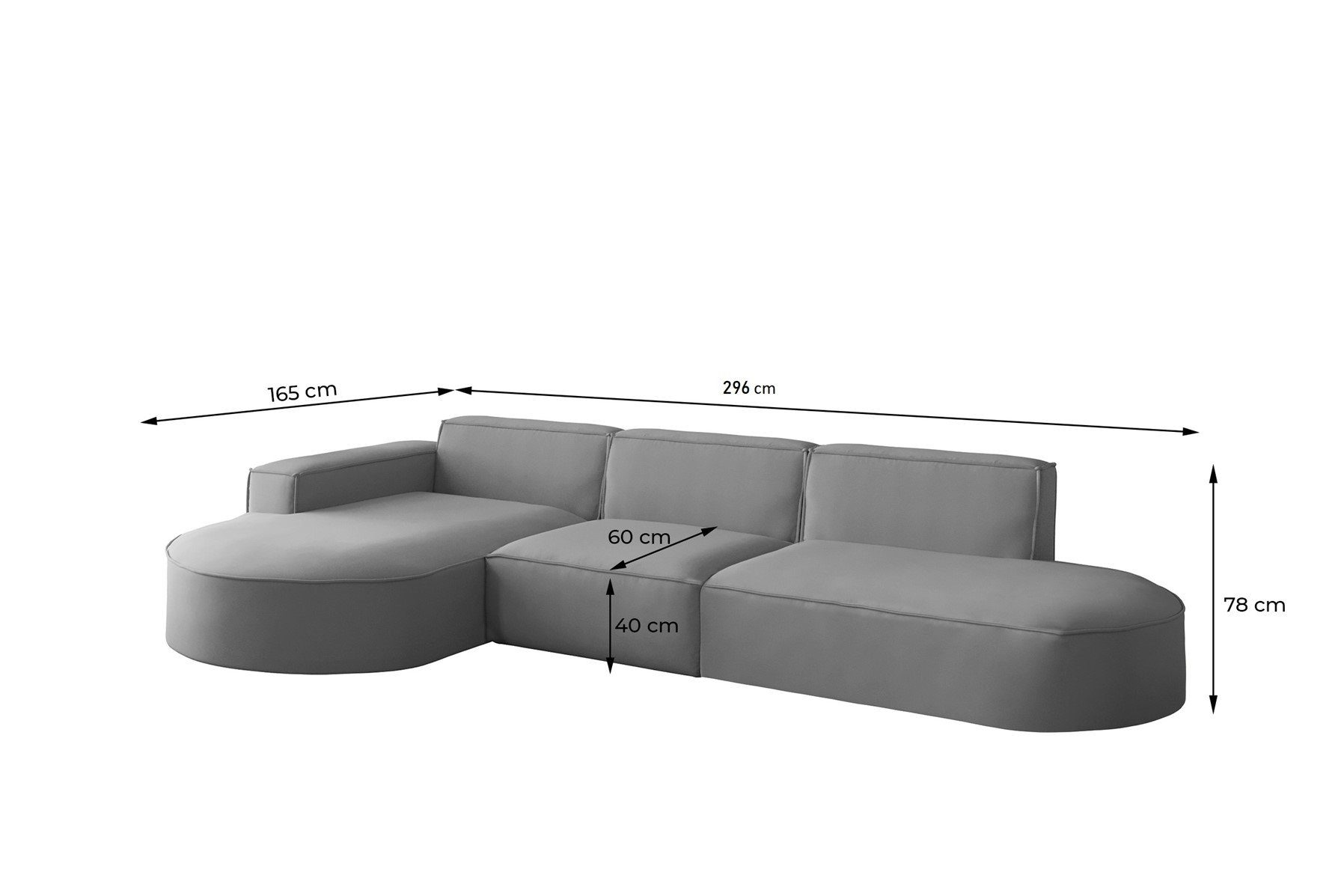 mit Ecksofa Möbel Ascot, Stoff links oder Beige Ecksofa mane Rundumbezug in Fun Designersofa PALMA mane rechts,