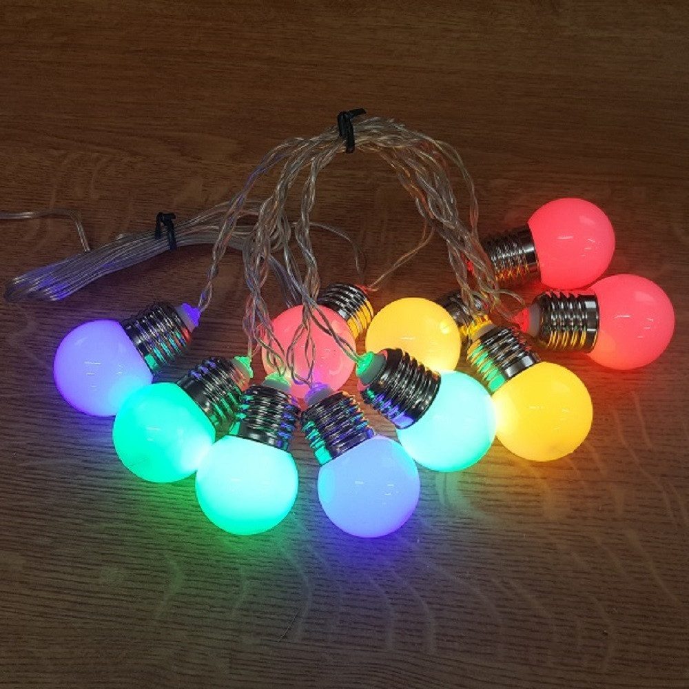 Lealight LED-Lichterkette JFLA7C LED Party Lichterkette Glühbirne 10er bunt / kaltweiß 8 Funkt.
