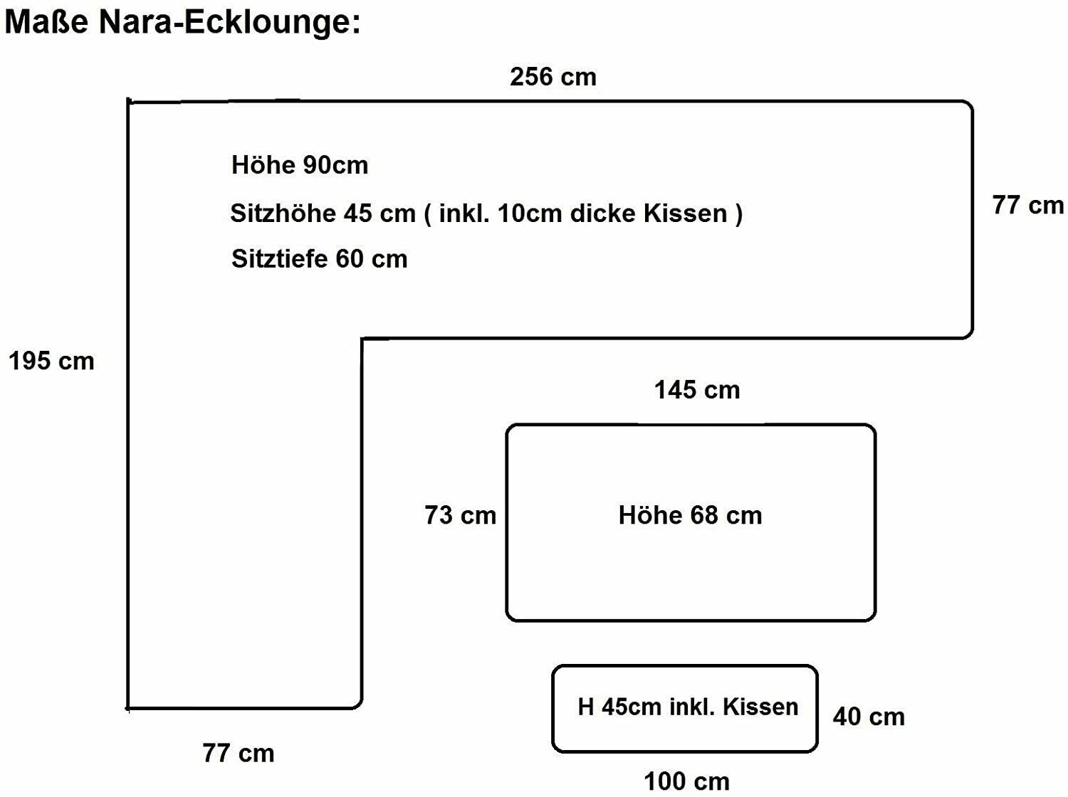 Gardissimo Gartenlounge-Set Nara Oak links / Gartenmöbelset / Nonwood Dining Eck Lounge Set, (Set, 3-tlg., Alu, Ecklounge, Esstisch, Bank, inkl. Auflagen), Dining Höhe, Liegefunktion, wetterfest