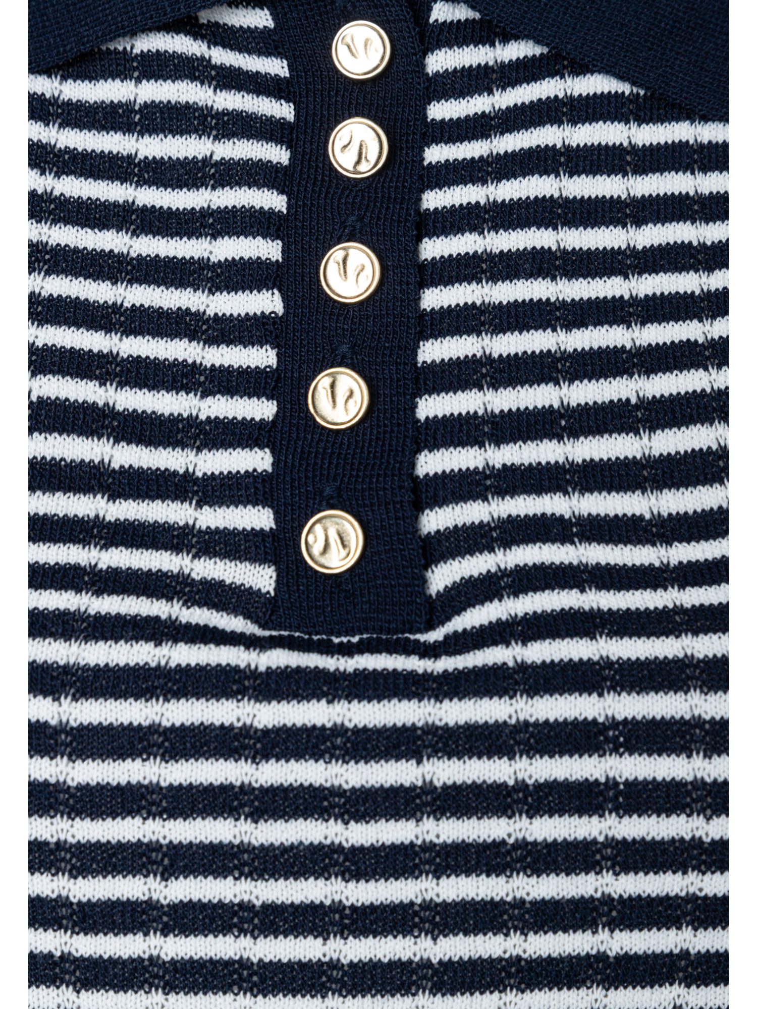 MORE&MORE Strickpullover schmaler Ringel-Kurzarmpullover