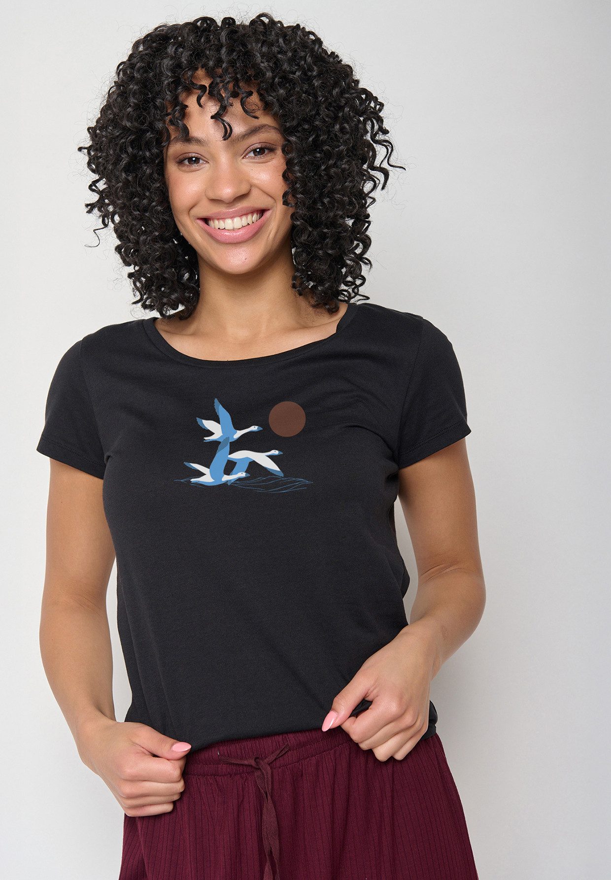 GreenBomb T-Shirt Loves Animal Goose Family Motiv Tiere Gans (1-tlg., 1) figurbetont, leicht tailliert, klassische Kurzärmel
