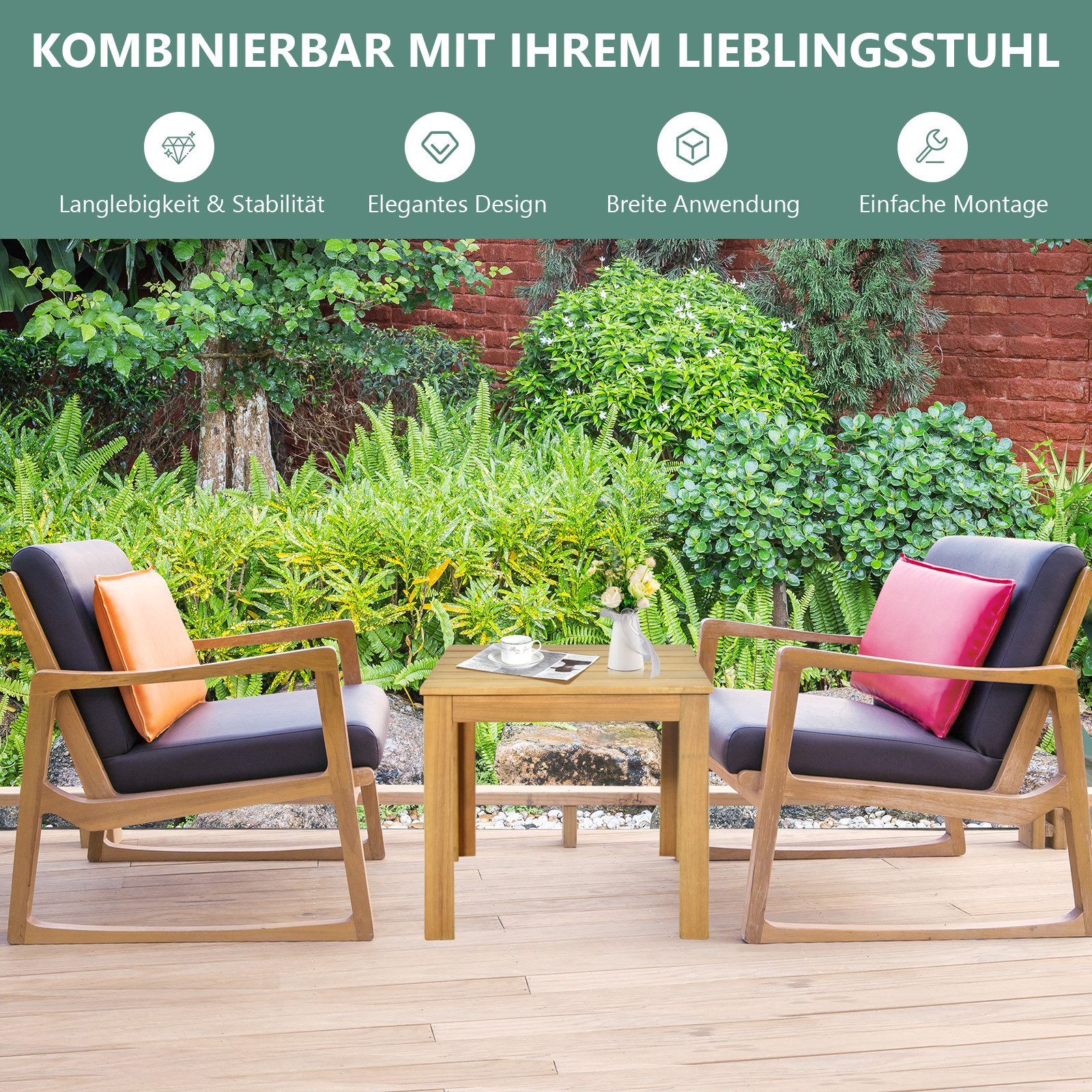 KOMFOTTEU Gartentisch, Beistelltisch Couchtisch Holztisch, aus Akazienholz günstig online kaufen
