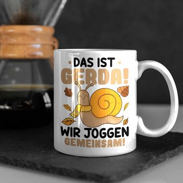 Trendation Tasse Trendation - Das Ist Gerda Wir Joggen Gemeinsam Tasse Schnecke Geschenk Jogger Lustiger Spruch