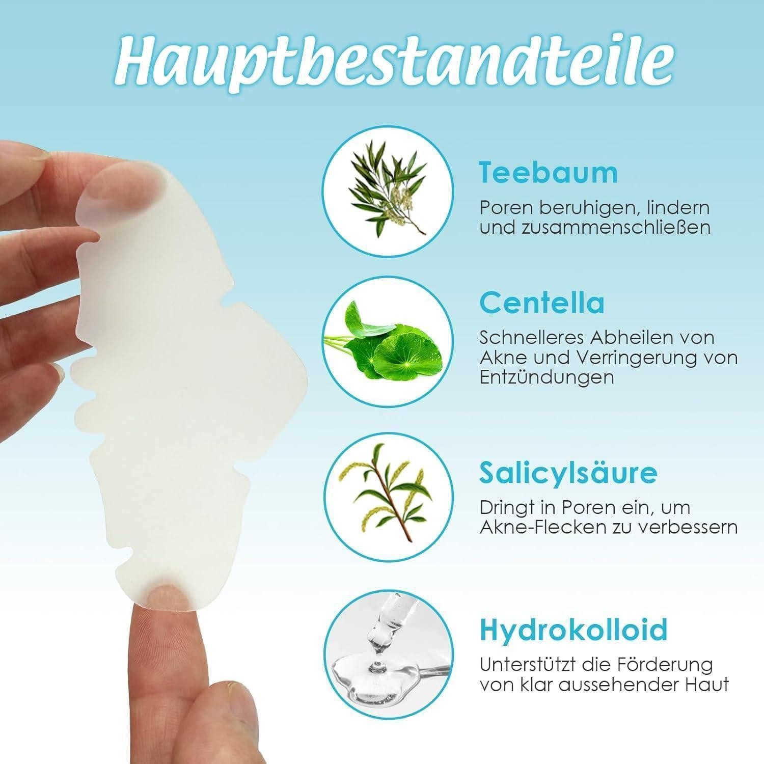 LuxusKollektion Anti-Pickel-Pflaster Akne Pflaster Hydrokolloid Teebaumöl unsichtbar 10 Stück