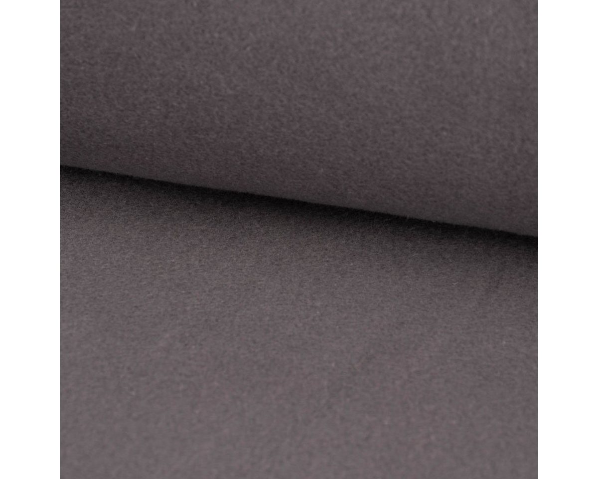 Thumbnail - SCHÖNER LEBEN. Stoff Baumwollfleece Fleece aus Baumwolle einfarbig dunkelgrau 1,45m