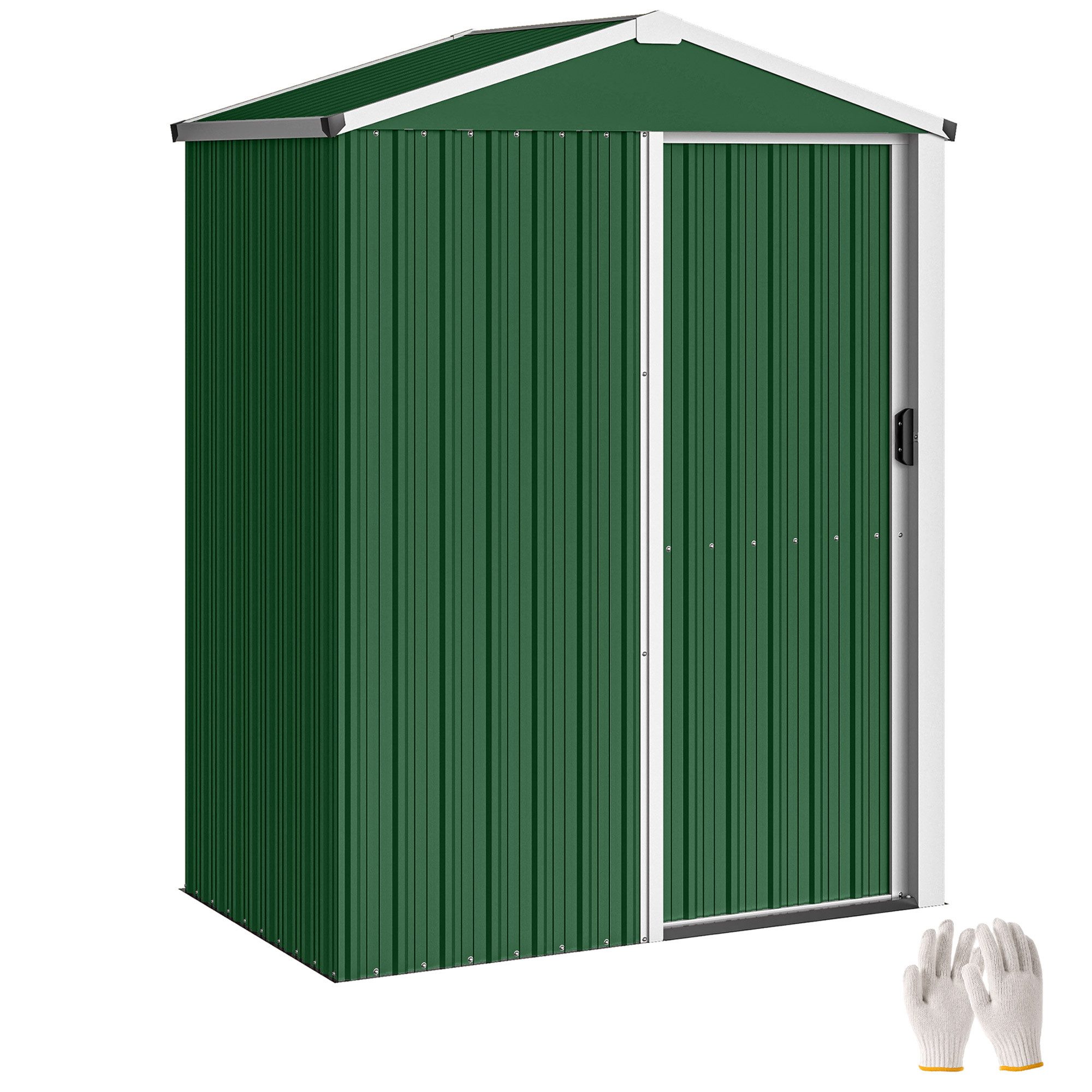MC Star Gartenhaus 1,1 m² großer Gartenschuppen aus Stahl mit abschließbarer Schiebetür, (136 x 87 x 179 cm, Grün)