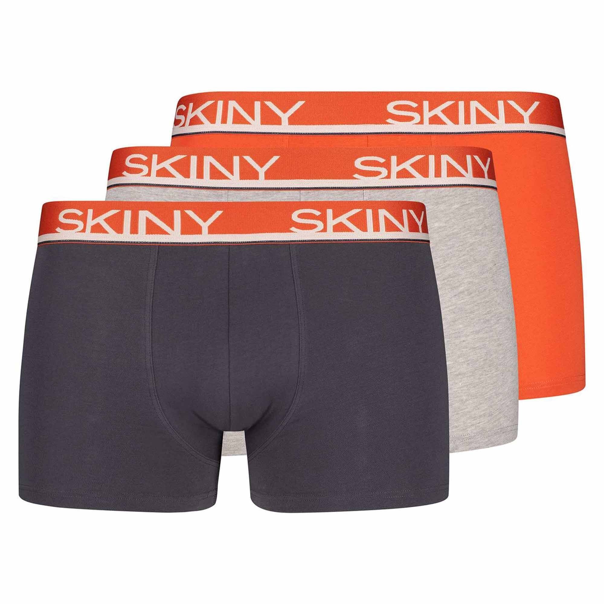 Pack Herren Boxer 3er Pants Grau/Orange Trunks, Shorts - Boxer Skiny