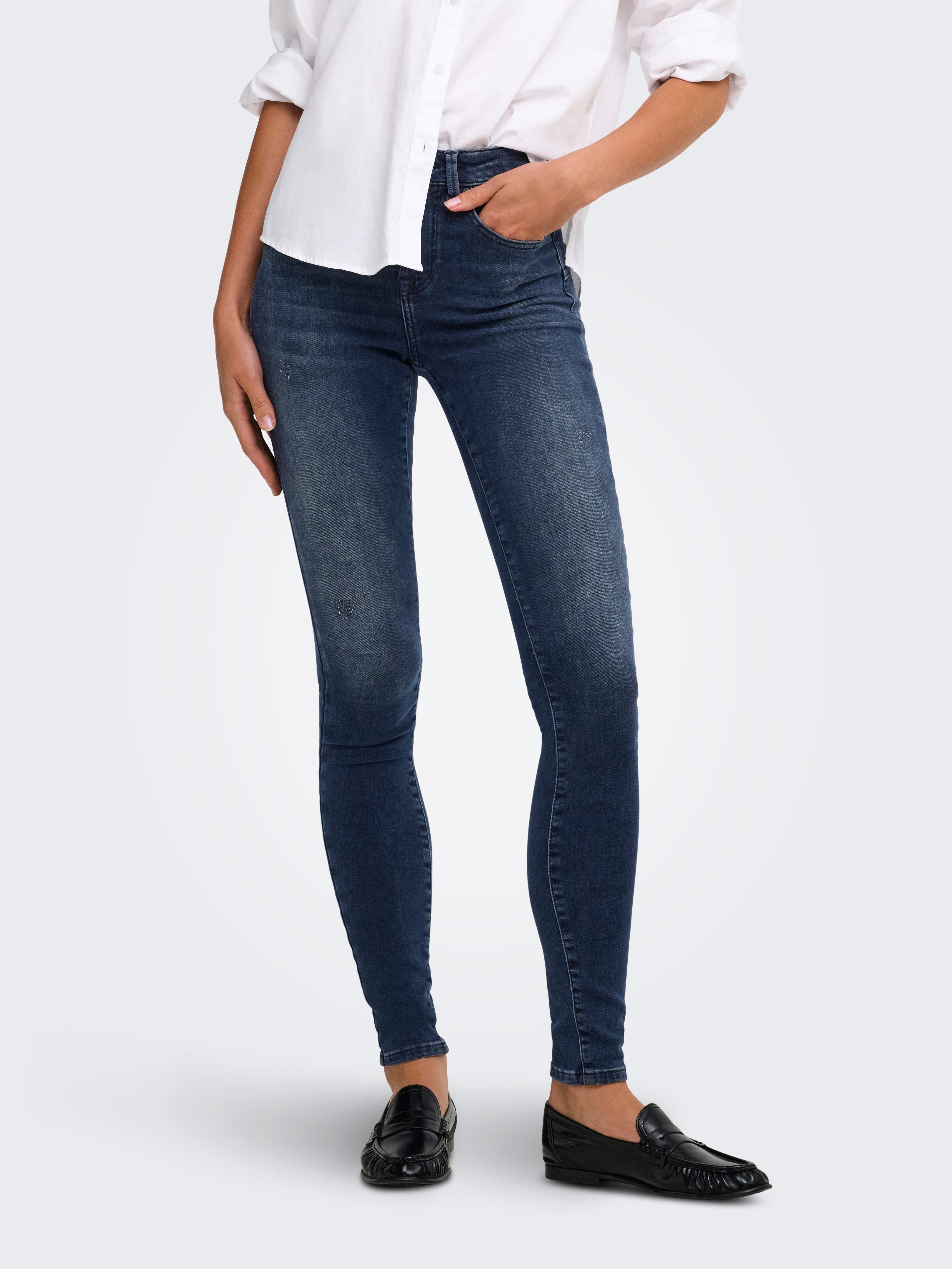 ONLY Skinny-fit-Jeans ONLPOWER MID SK PUSHUP DNM TAI887 NOOS Baumwollmischung, regular waist, skinny fit