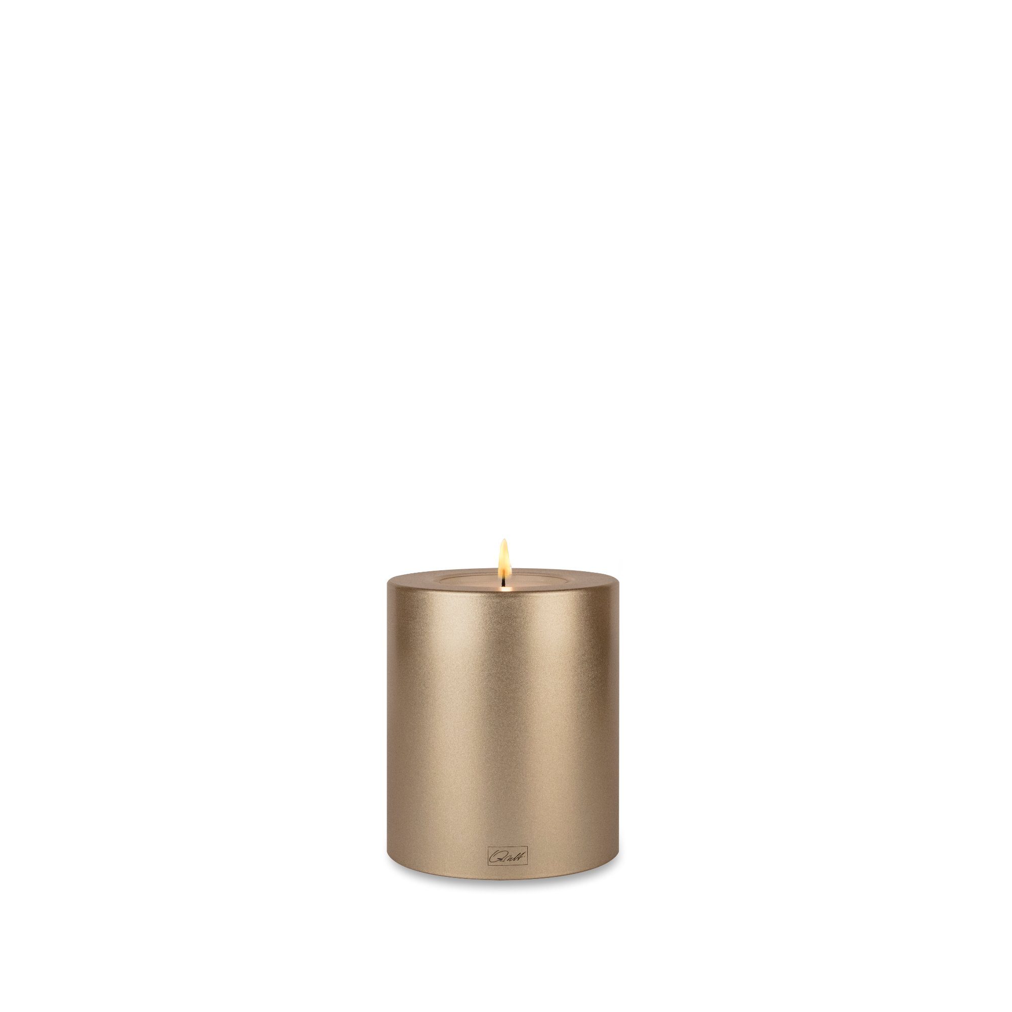 Qult Teelichthalter Farluce Trend - Durchm. 8cm, cremegold Dauerkerze Kunststoffkerze