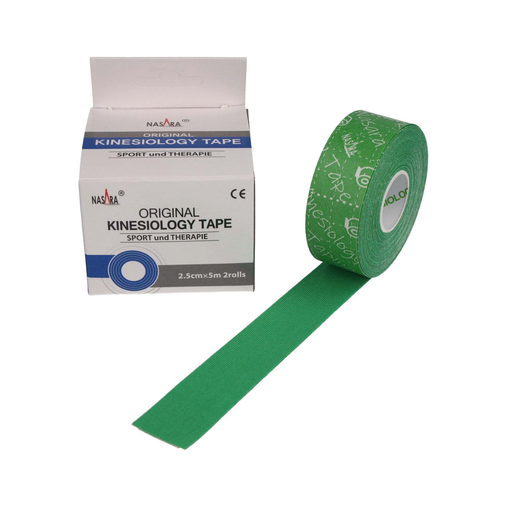 NASARA Kinesiologie-Tape 2,5cm x 5m - 2 Rollen in 9 Farben