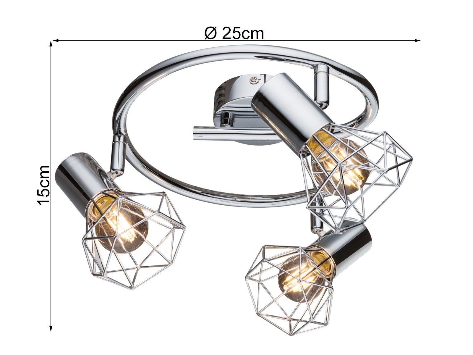 Gitter-lampe LED Esstisch-lampe Ø25cm warmweiß, meineWunschleuchte Industrial Style Deckenstrahler, Industriedesign, wechselbar,