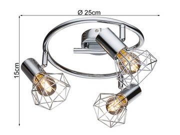 meineWunschleuchte Deckenstrahler, LED wechselbar, warmweiß, Industrial Style Gitter-lampe Esstisch-lampe Industriedesign, Ø25cm