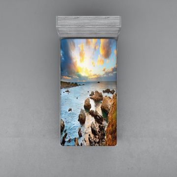 Spannbettlaken Soft Dekorativer Stoff Bettwäsche Rund-um Elastischer Gummizug, Abakuhaus, Big Sur Meerküste bei Sunrise View