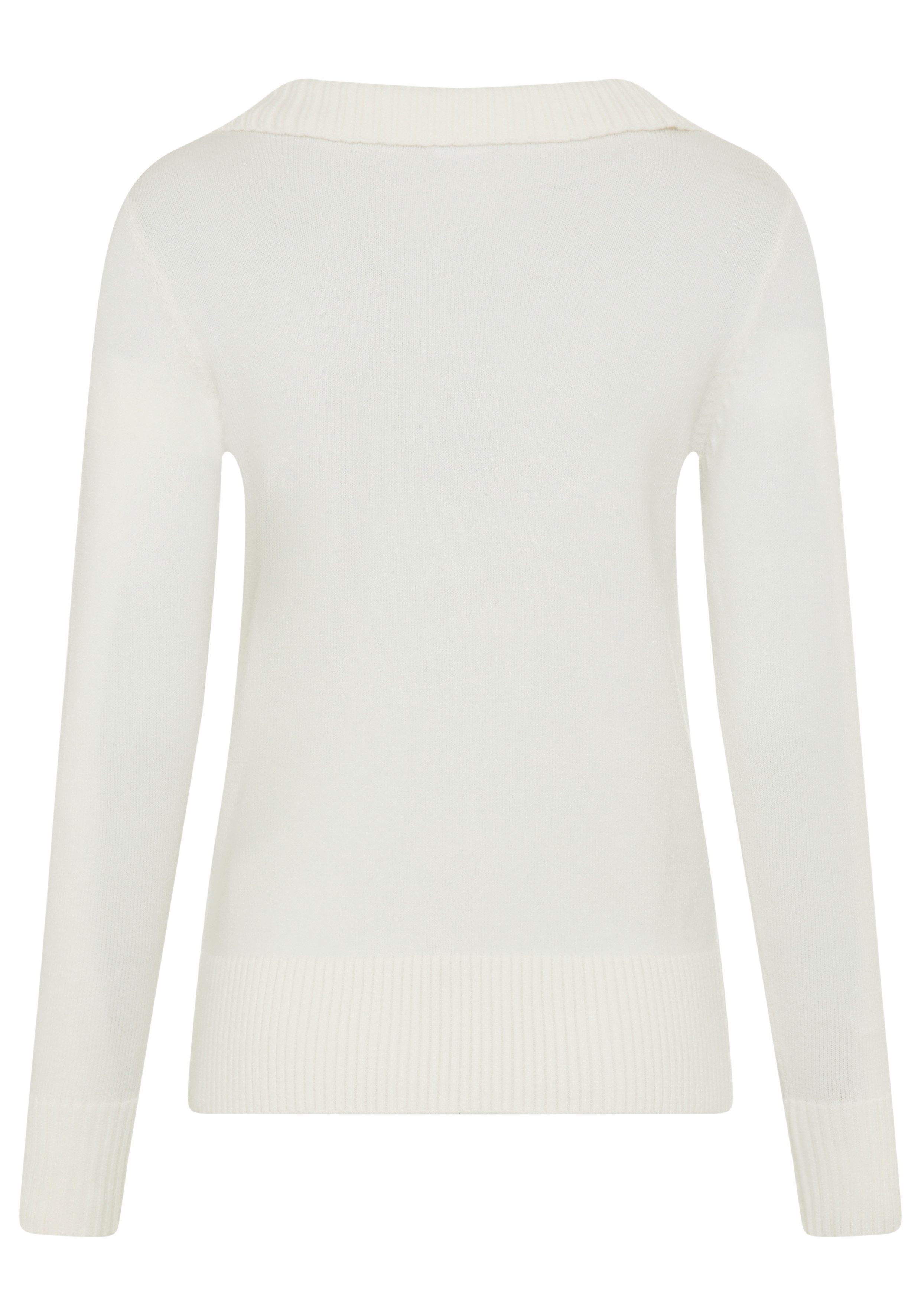 Bruno Banani Schalkragenpullover Strickmaterial, mit tiefem V-Ausschnitt, figurbetonte Passform