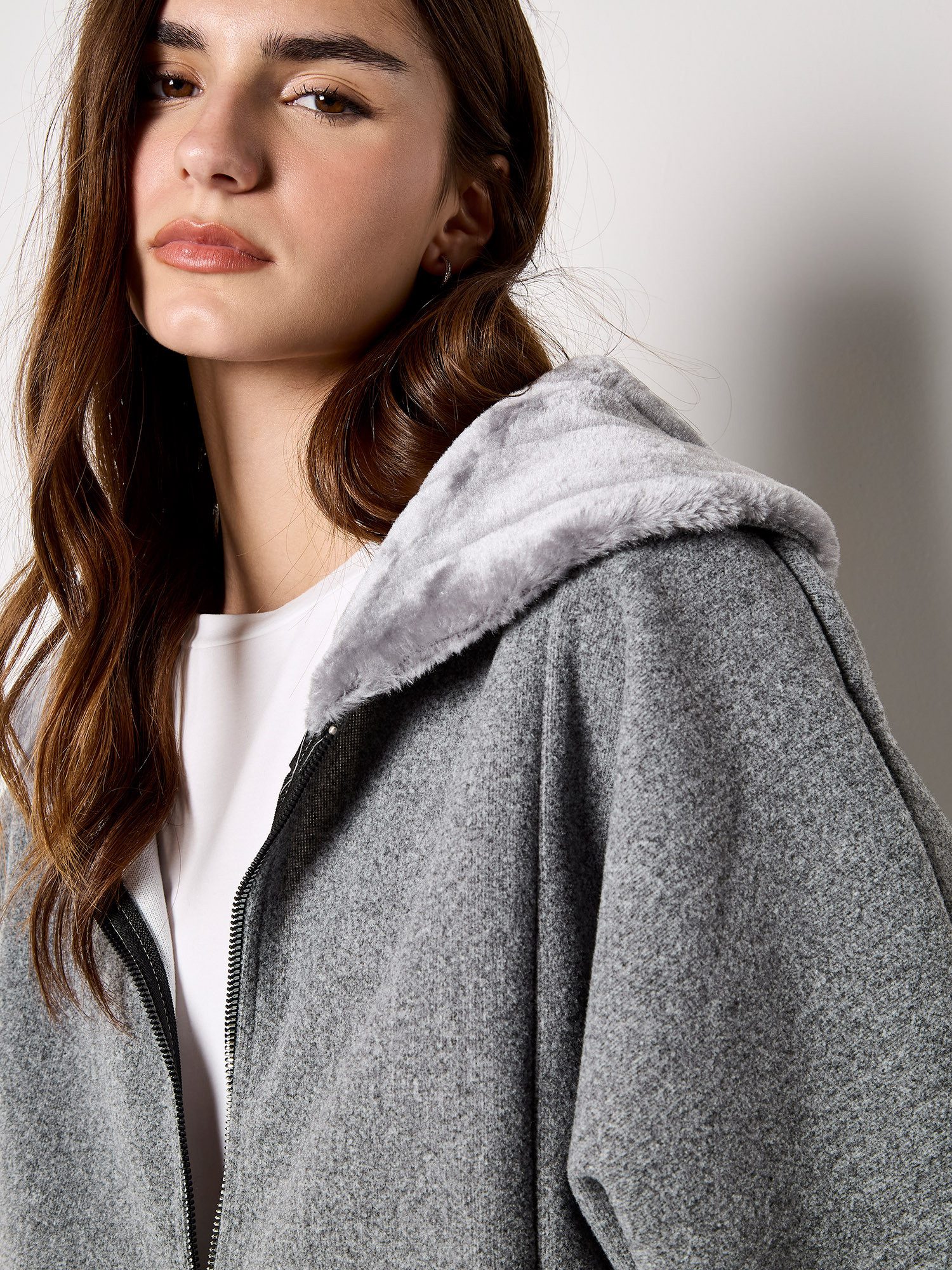 Apricot Fellimitatjacke Reißverschluß-Jacke mit Kunstfellbesatz günstig online kaufen