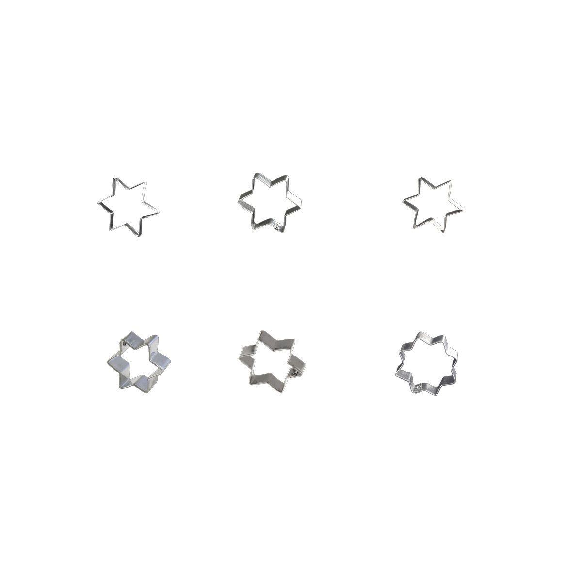LARES Ausstechform 6er Set Sterne, Weißblech, in den Größen 4,5-19cm - Made in Germany