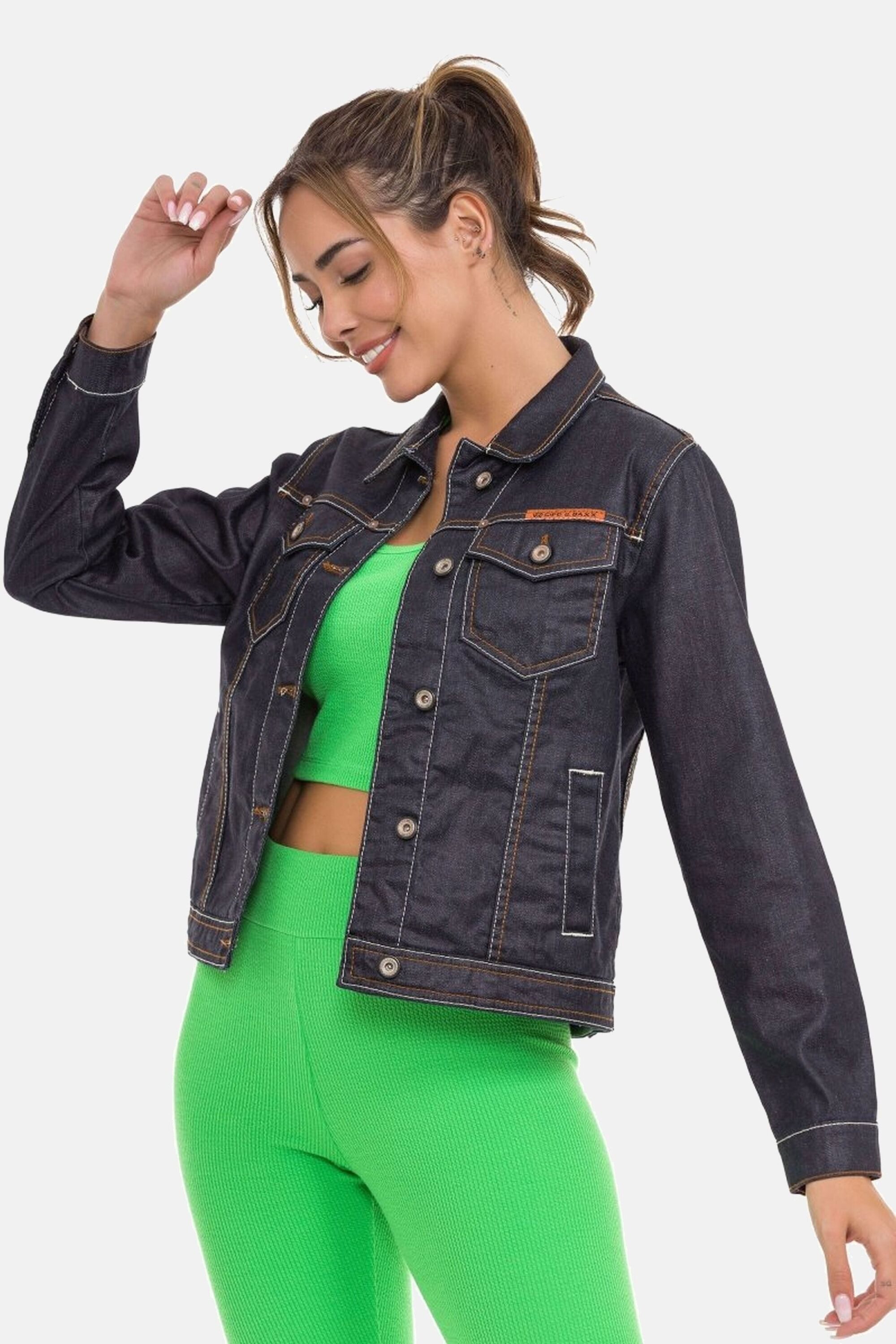Cipo & Baxx Jeansjacke Jeansjacke mit stylischen auffälligen Elementen, WJ2 günstig online kaufen
