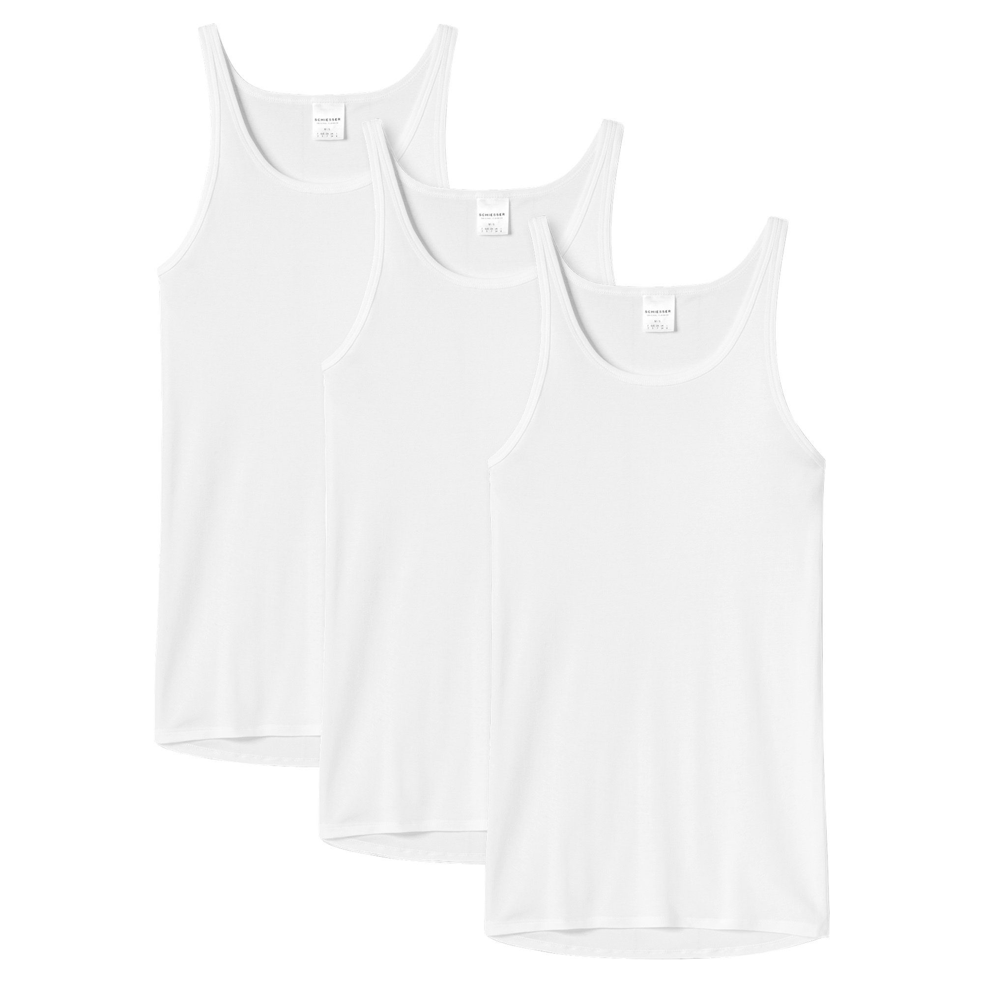 Schiesser Unterhemd Herren Unterhemden 3er Pack - Sport-Jacke, ohne Weiß