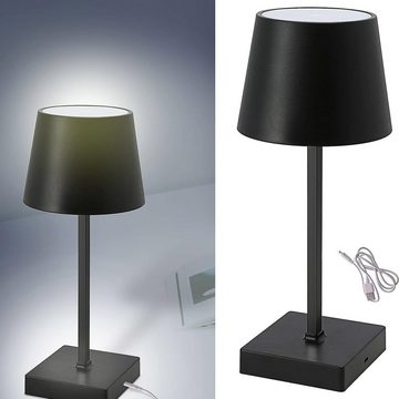HAC24 Nachttischlampe 2x Tischleuchte mit Touchfunktion Nachttischlampe Schreibtischlampe, LED fest integriert, Warmweiß, Aufladbar, Schwarz, Dimmbar
