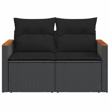 vidaXL Loungesofa Gartensofa mit Kissen 2-Sitzer Schwarz Poly Rattan