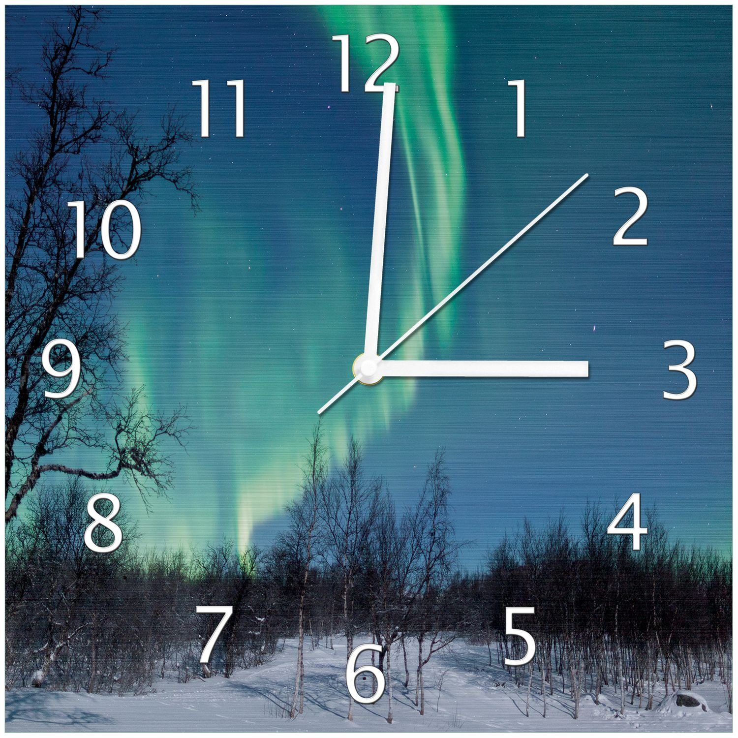 (Aluverbunduhr) Polarlicht in Schweden Wanduhr Wallario