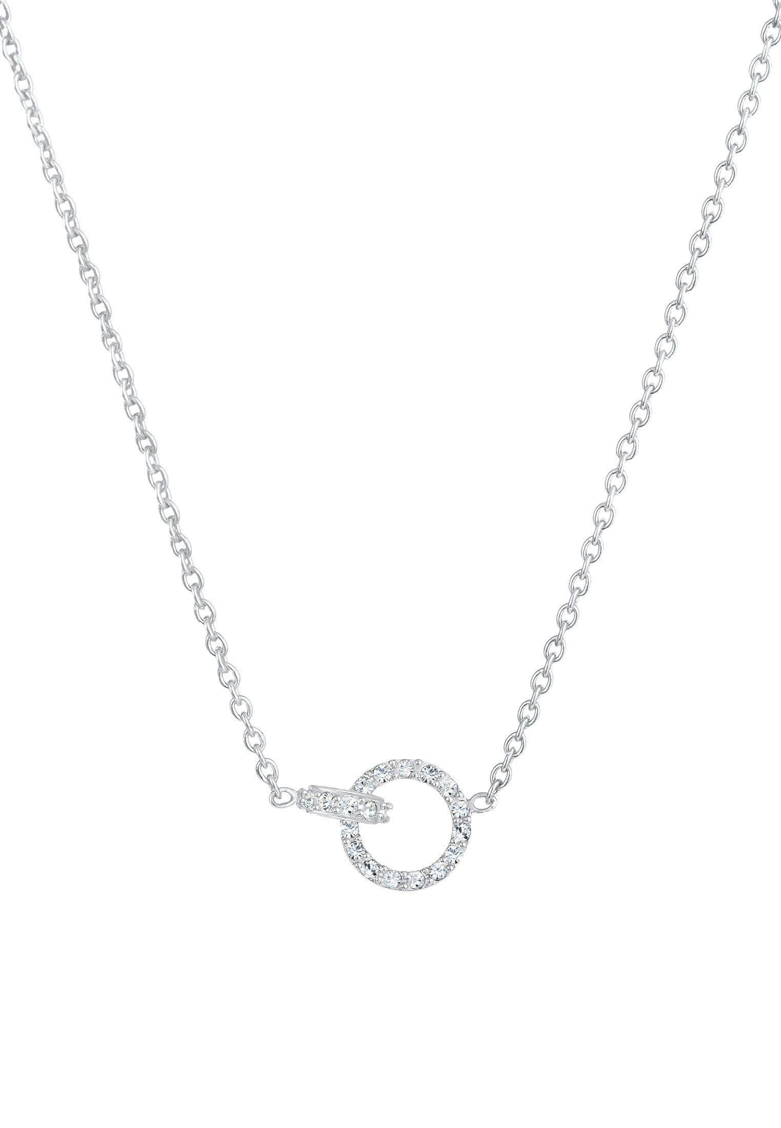 Elli Kette mit Anhänger Ring klein 925 Silber, mit Kristallen von Swarovski®, Kreis