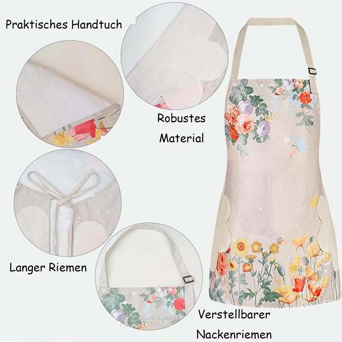 Agger Kochschürze Florale Schürzen zum Kochen Backen Gartenar – Bild 5 von 5