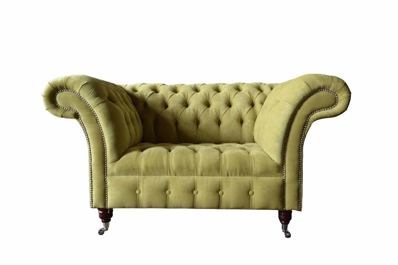 JVmoebel Sessel Chesterfield Sessel Textil Design Sofa Stoff Couch Sofas Polster Grau, Made In Europe