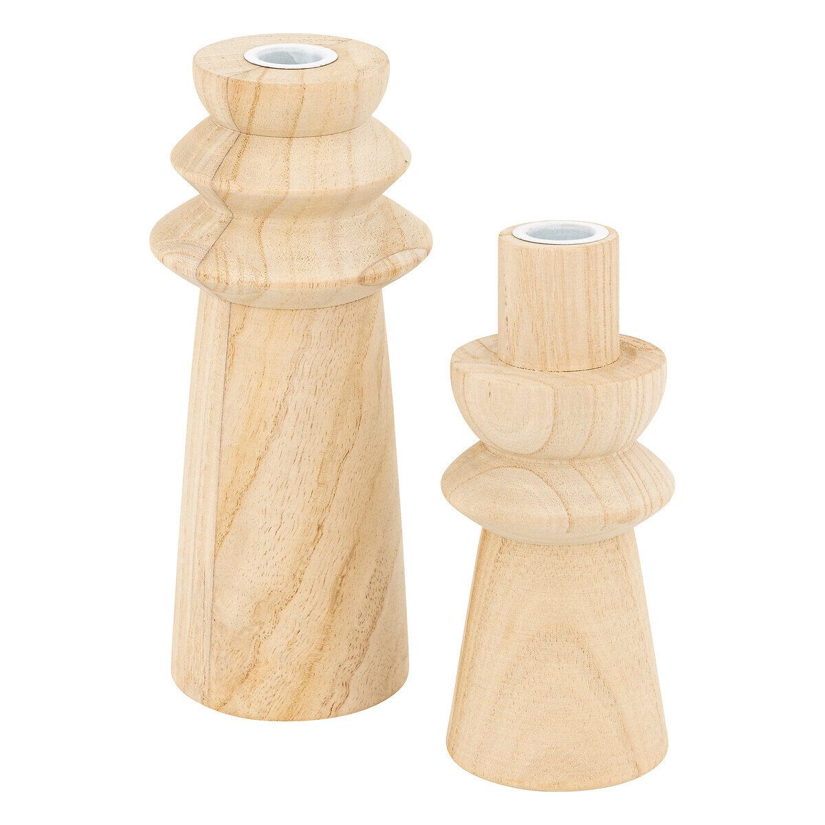 Atmosphera Créateur d'intérieur Kerzenhalter Kerzenständer aus Holz UMA, 2er-Set (Kerzenhalter)