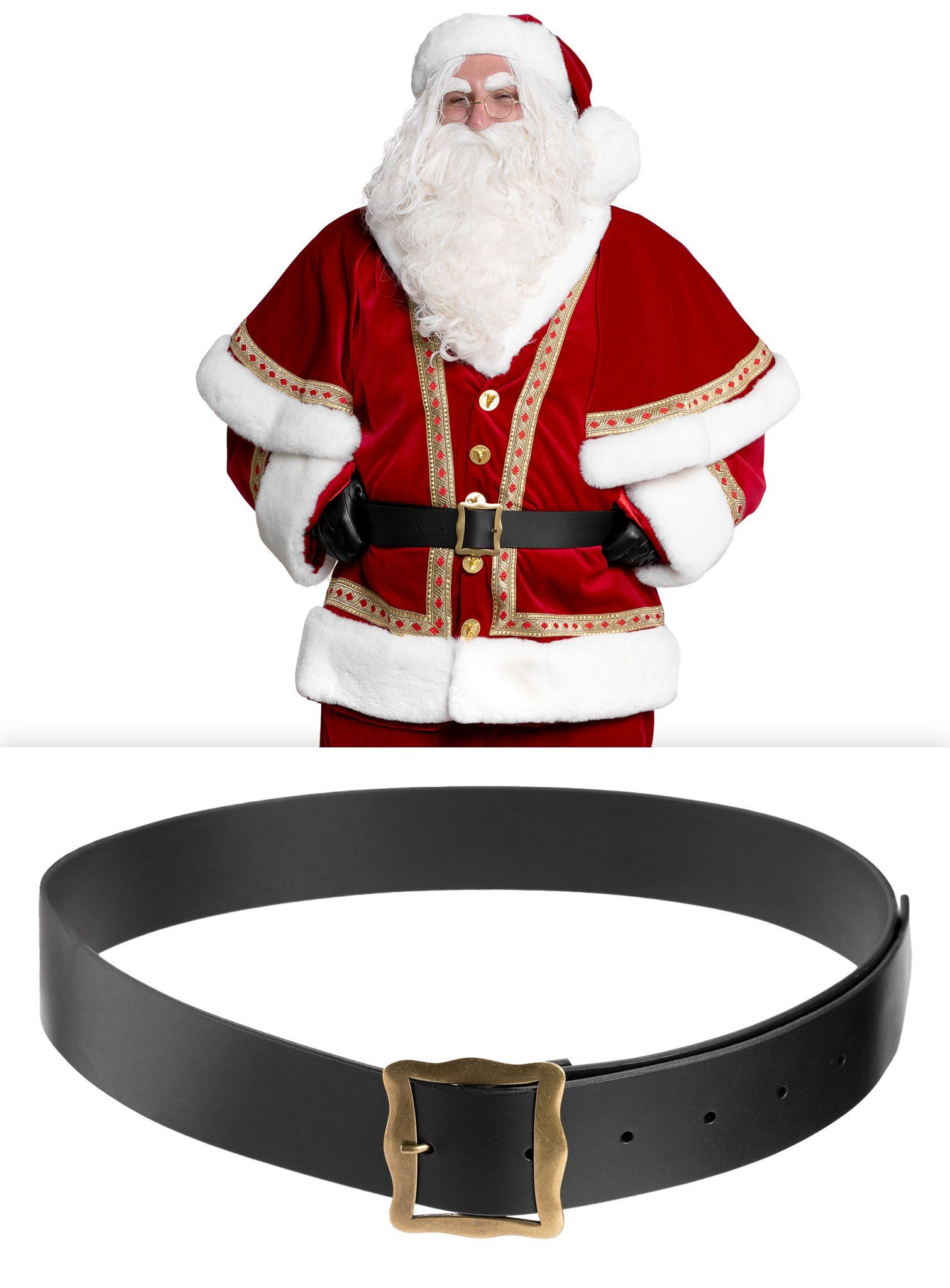 Andracor Kostüm Weihnachtsmann Ledergürtel Deluxe für Weihnachten, Ein hochwertiger, schwerer Gürtel für 'echte' Weihnachtsmänner!