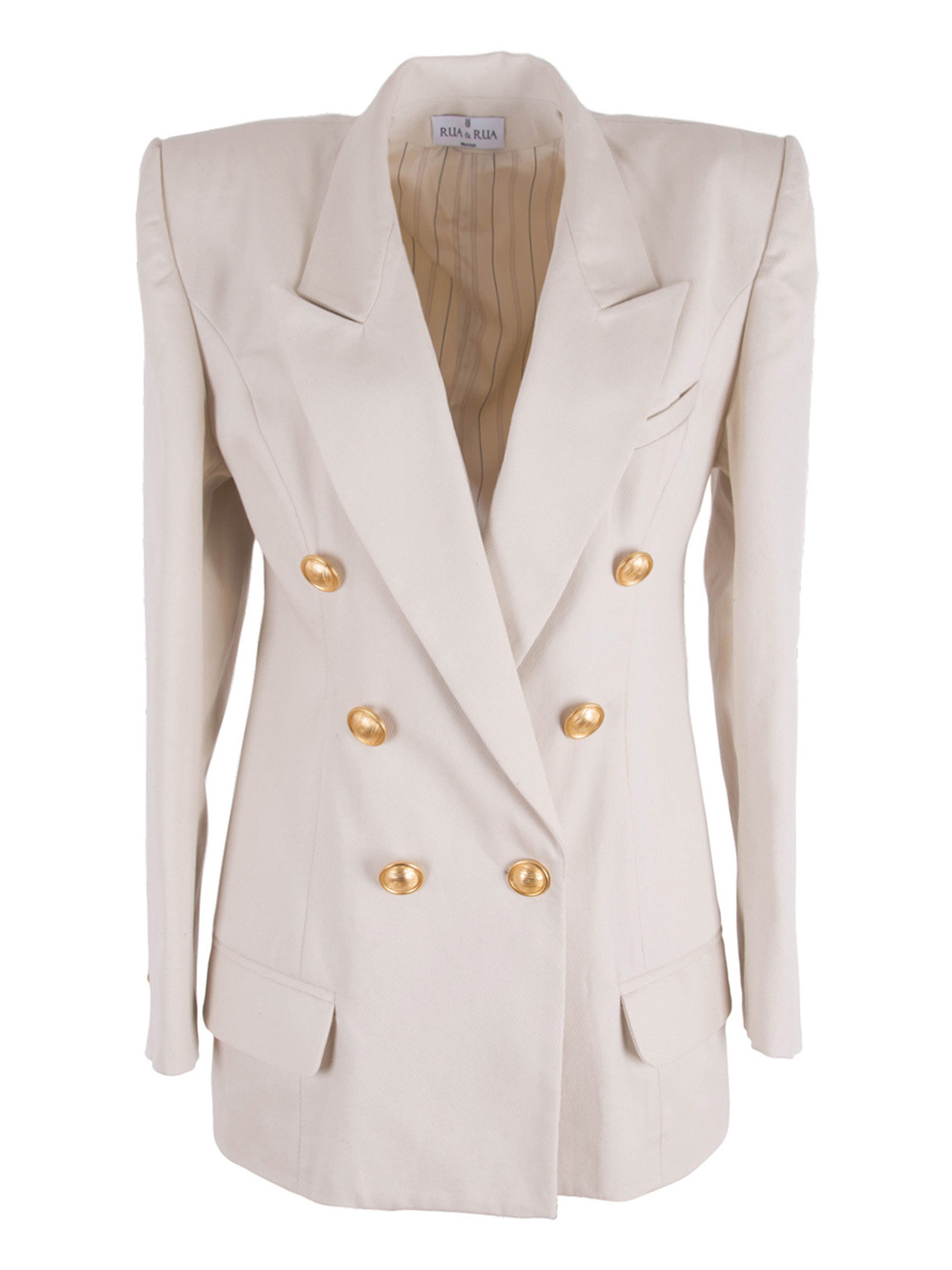 Jackenblazer Zweireihige Jacke Blazer aus Baumwoll-Gabardine