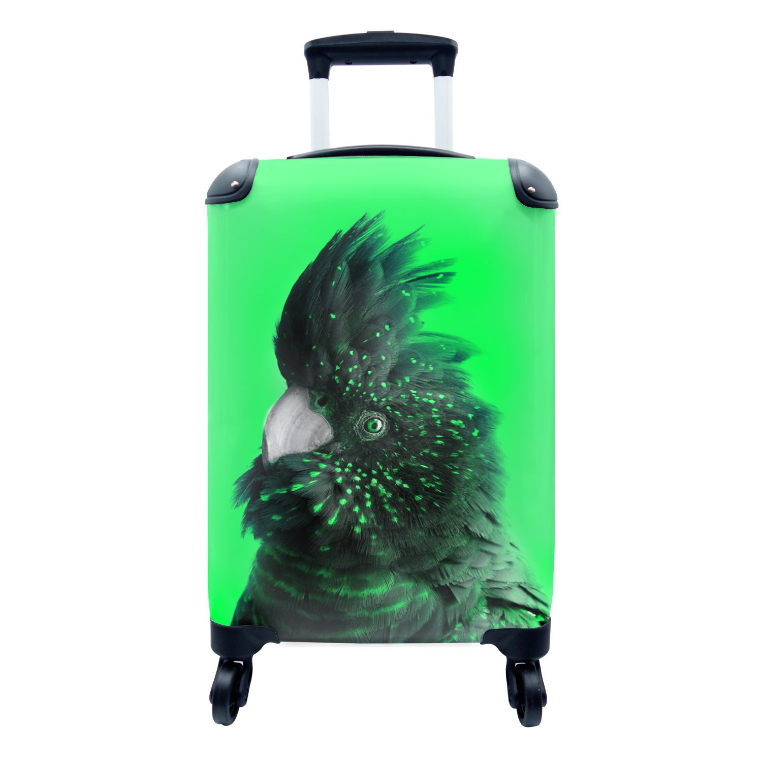Reisekoffer Vogel 4 Grün, - Handgepäckkoffer Reisetasche für Handgepäck mit Ferien, Rollen, rollen, Trolley, - Kakadu MuchoWow