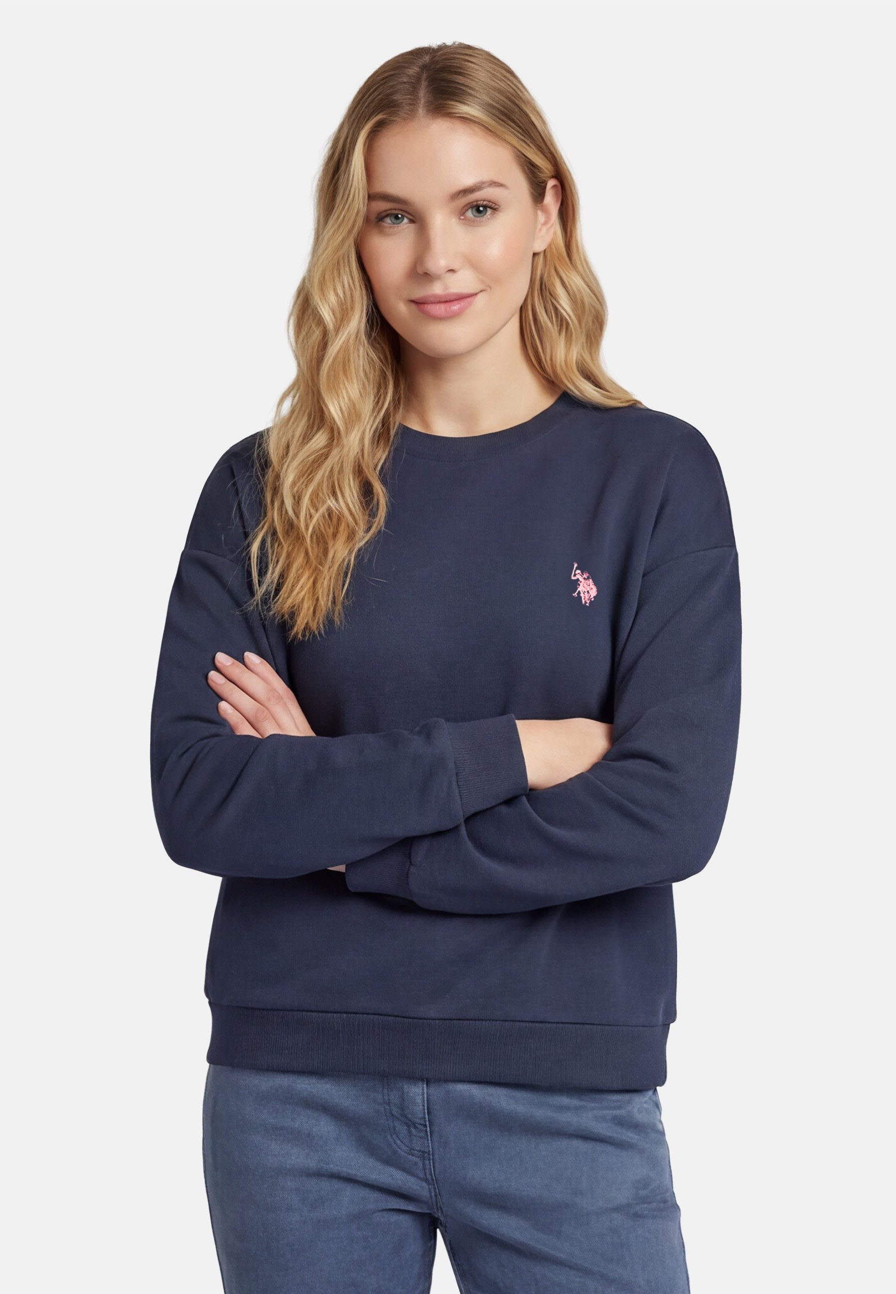 U.S. Polo Assn. Sweatshirt USKalatine Pullover Rundhals – Baumwollmix Sweater Weicher Rundhalspullover mit Stretch und Logo-Stickerei
