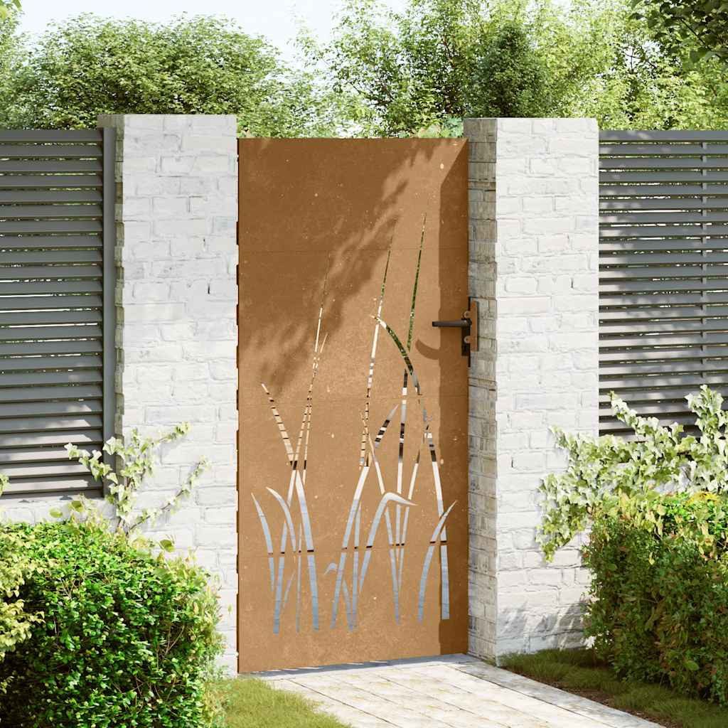 vidaXL Gartentor Gartentor 85x175 cm Cortenstahl Gras-Design – Bild 3 von 5