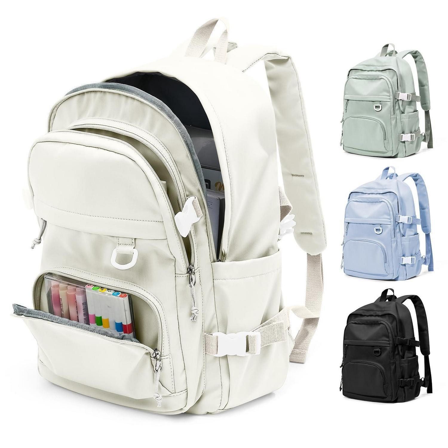 LuxusKollektion Schulrucksack Schulrucksack Teenager Laptop 14Zoll Beige