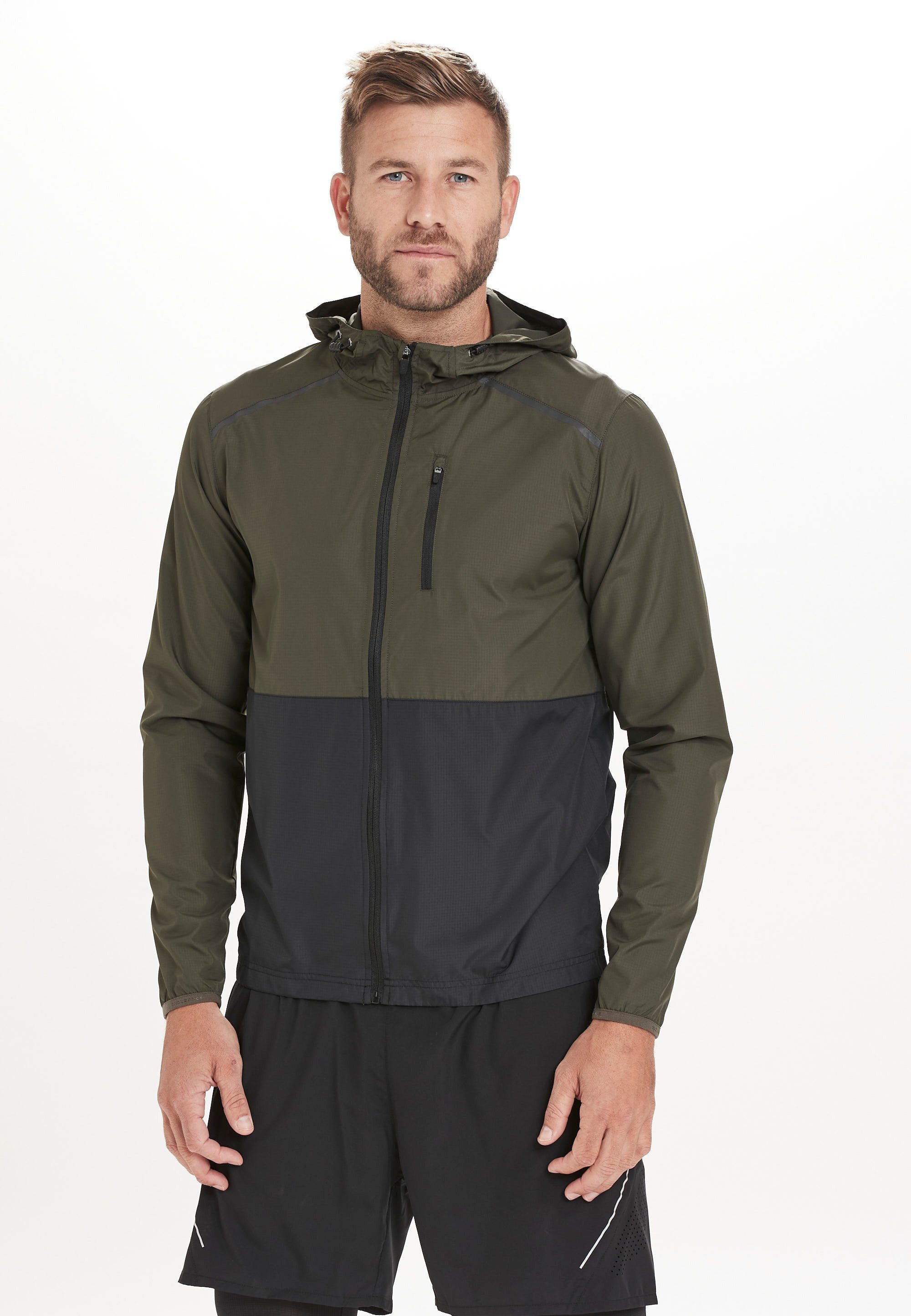 ENDURANCE Outdoorjacke Hugoee aus winddichtem dunkelgrün-schwarz Material