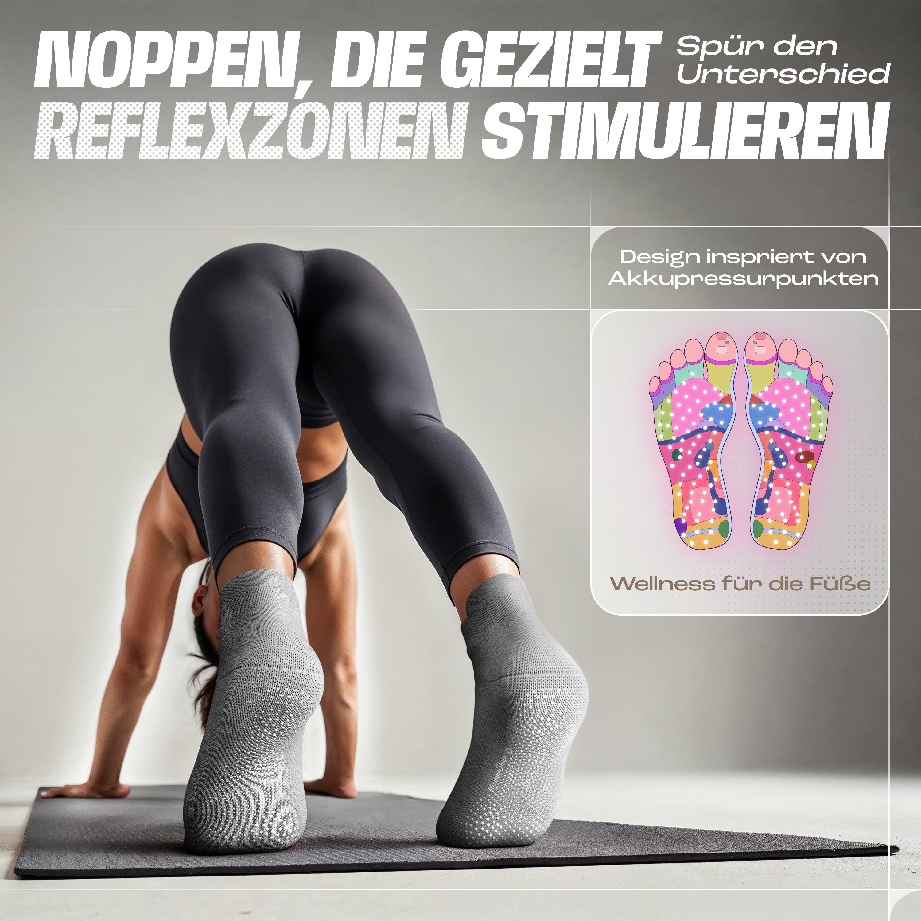 NirvanaShape Sportsocken NirvanaShape Yogasocken Damen 36-44 – Rutschfeste Pilates Socken (1-Paar)
