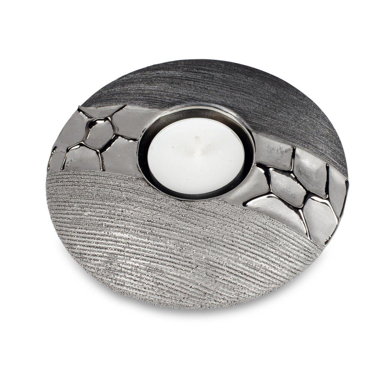 formano Teelichthalter Keramik Stones, H:4cm Modern L:13cm Silber