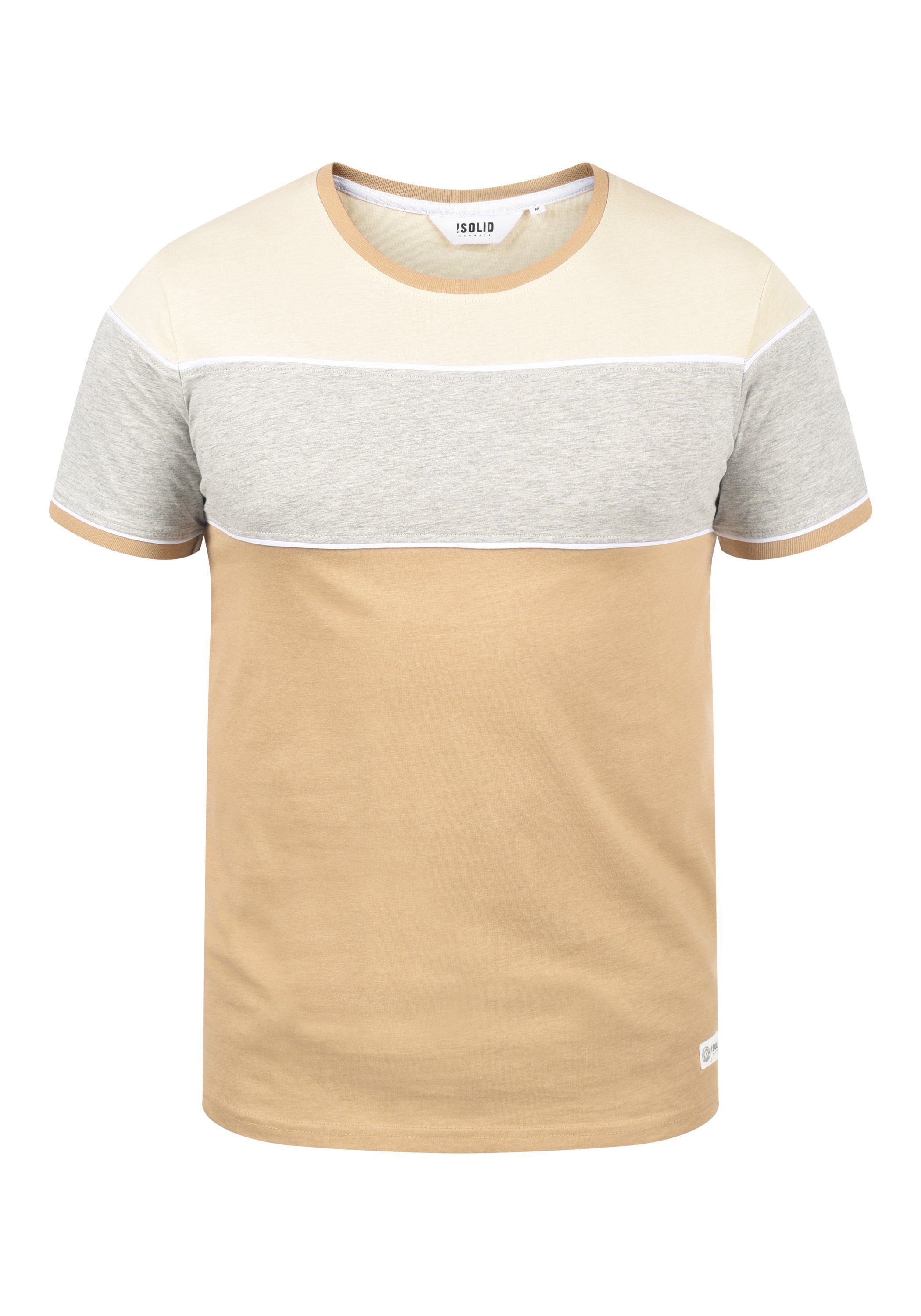 !Solid Rundhalsshirt SDCody T-Shirt in Colorblocking-Optik Cornstalk (796323)